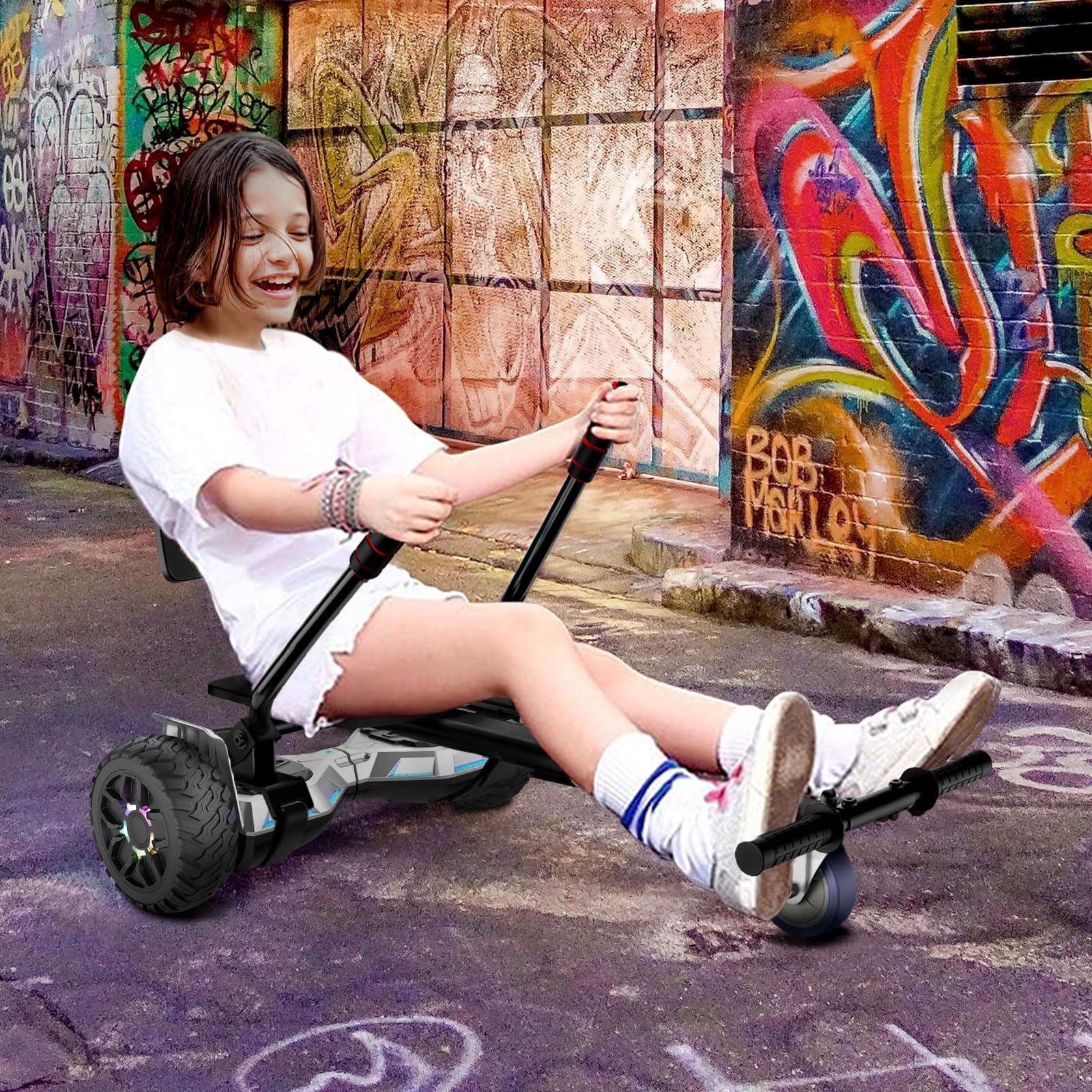 SISIGAD All-terrain Hoverboard 8,5 cala, Hoverboard z gokartem, Bluetooth, dla dzieci i dorosłych