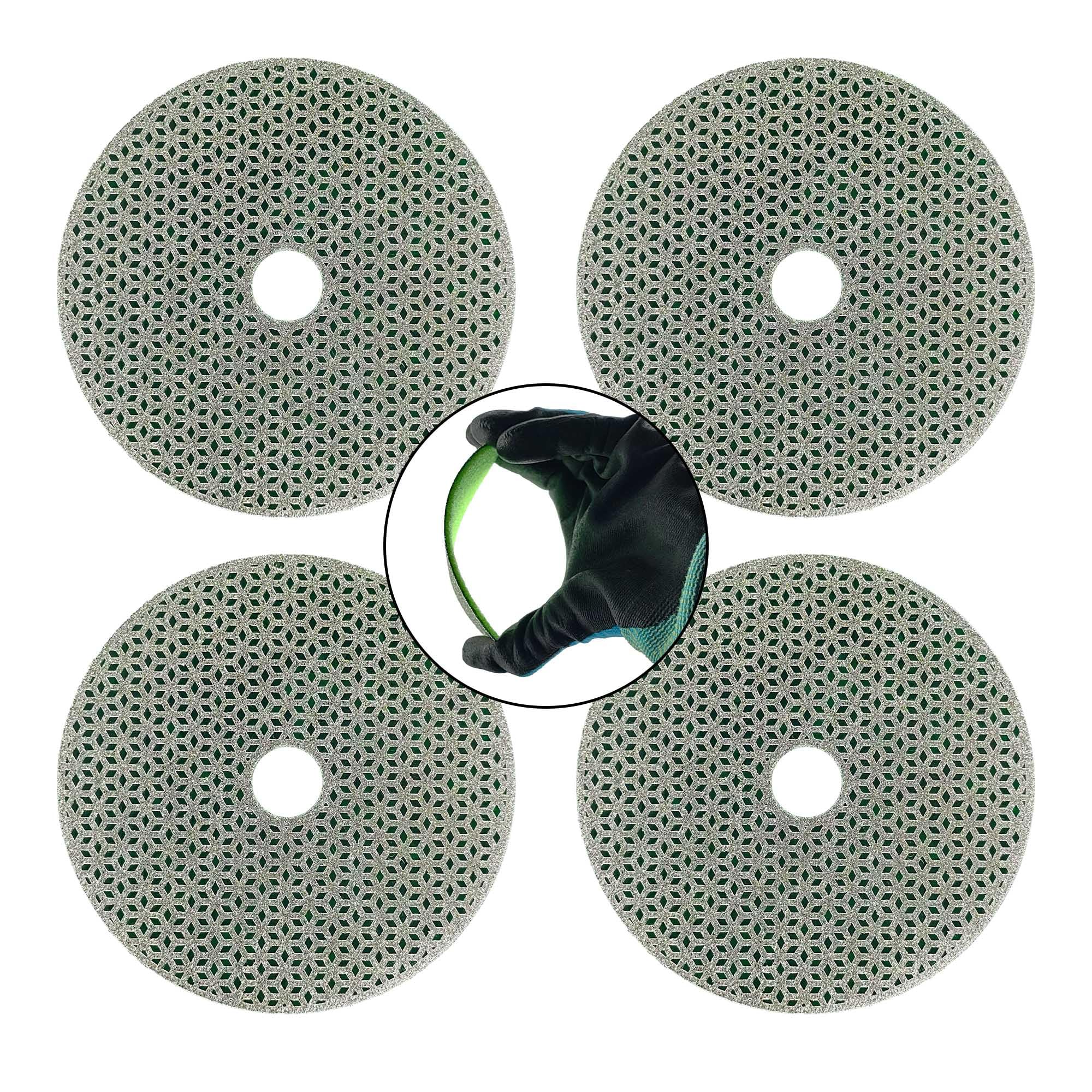 NBB Tampon de polissage diamant électroplaqué pour polissage à sec sur marbre granit pierre naturelle céramique bois verre métal diamètre 100 mm 4" avec support en nylon (60#, 4)