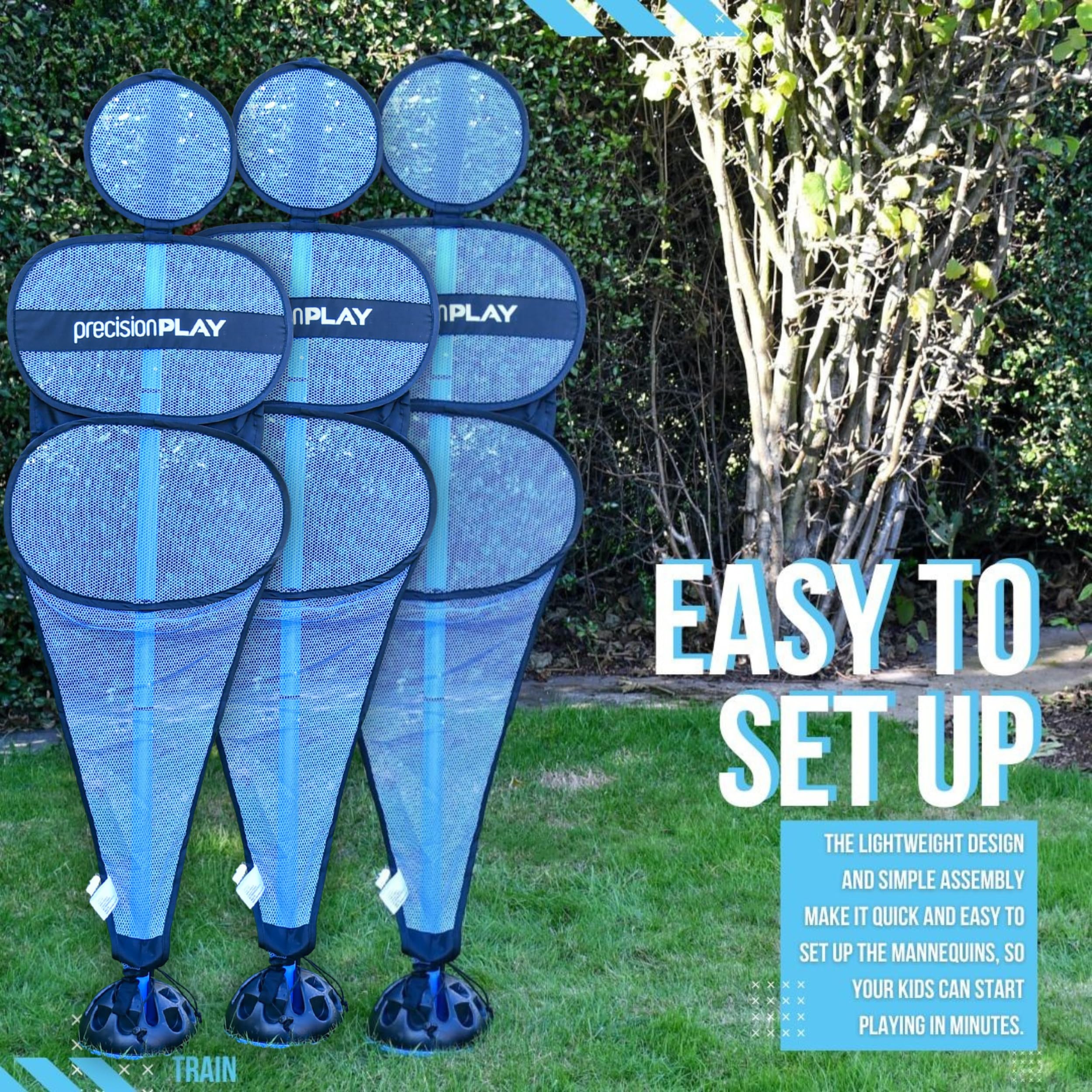 Precision Play Lot de 3 mannequins Pop-up pour Joueurs de Football, entraînement de Coups francs, Bleu, 170 cm