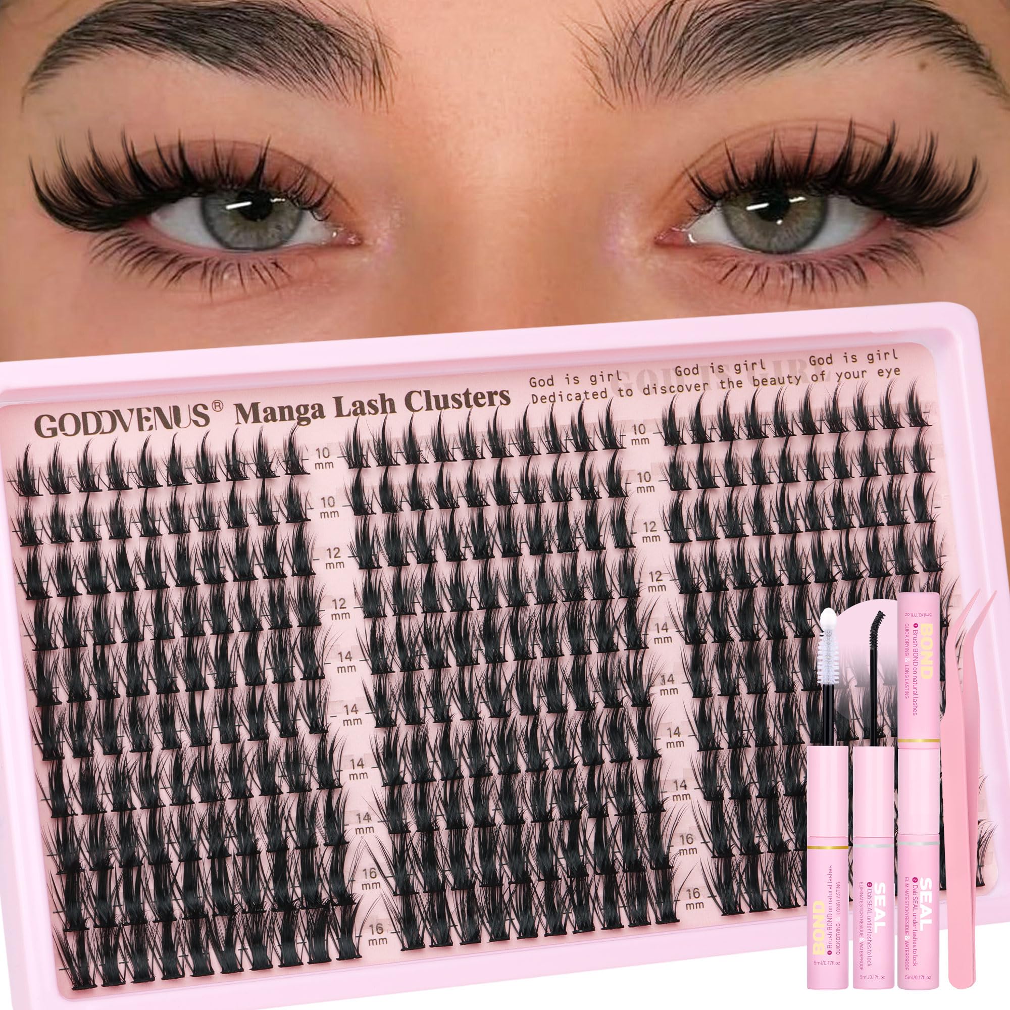 Goddvenus Manga Lash Clusters Kit Natural 300 Pcs Cluster Eyelash Extensions Kit Wispy Fairy Fluffy Eyelash Clusters Anime