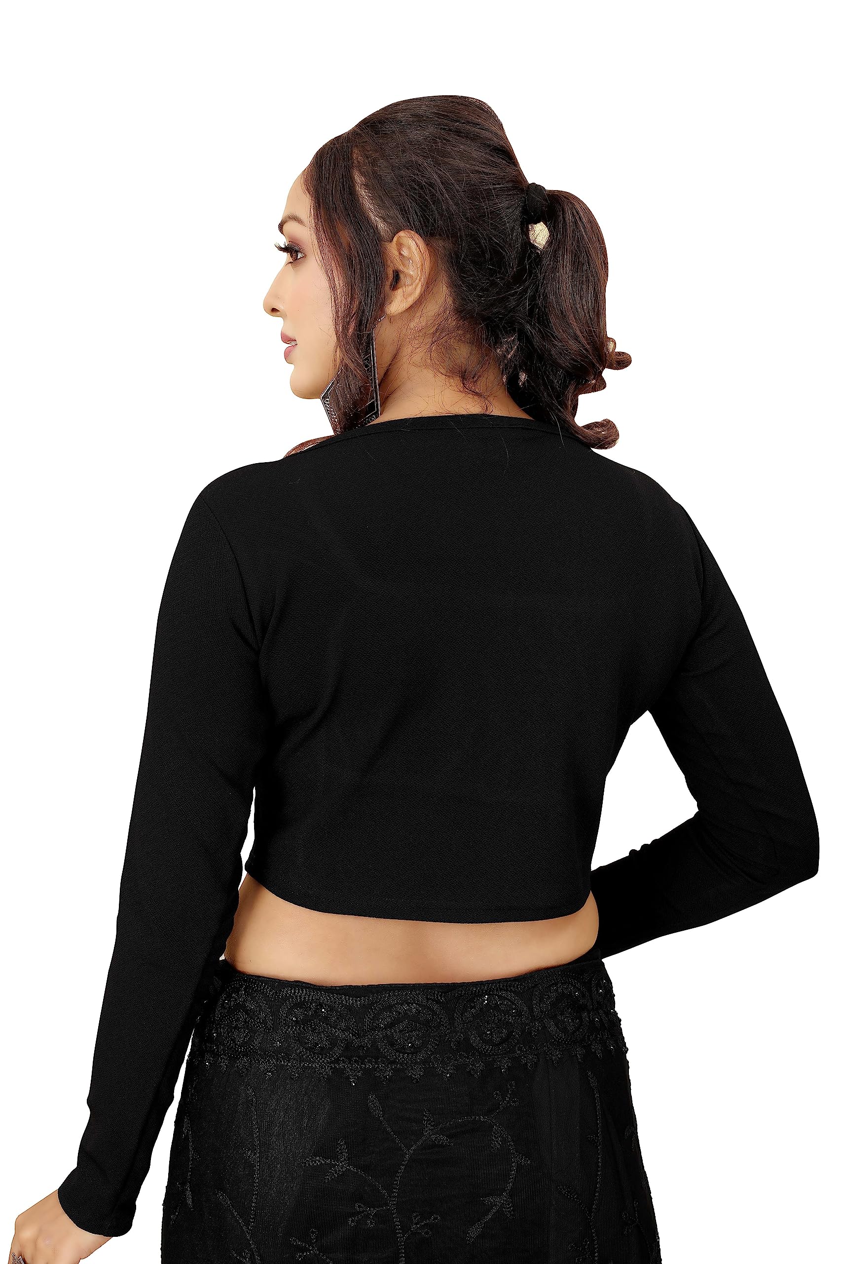 Shasmi Black Women's Ruched Bust Solid Blouse For Women (Blouse 17 Black Xl)