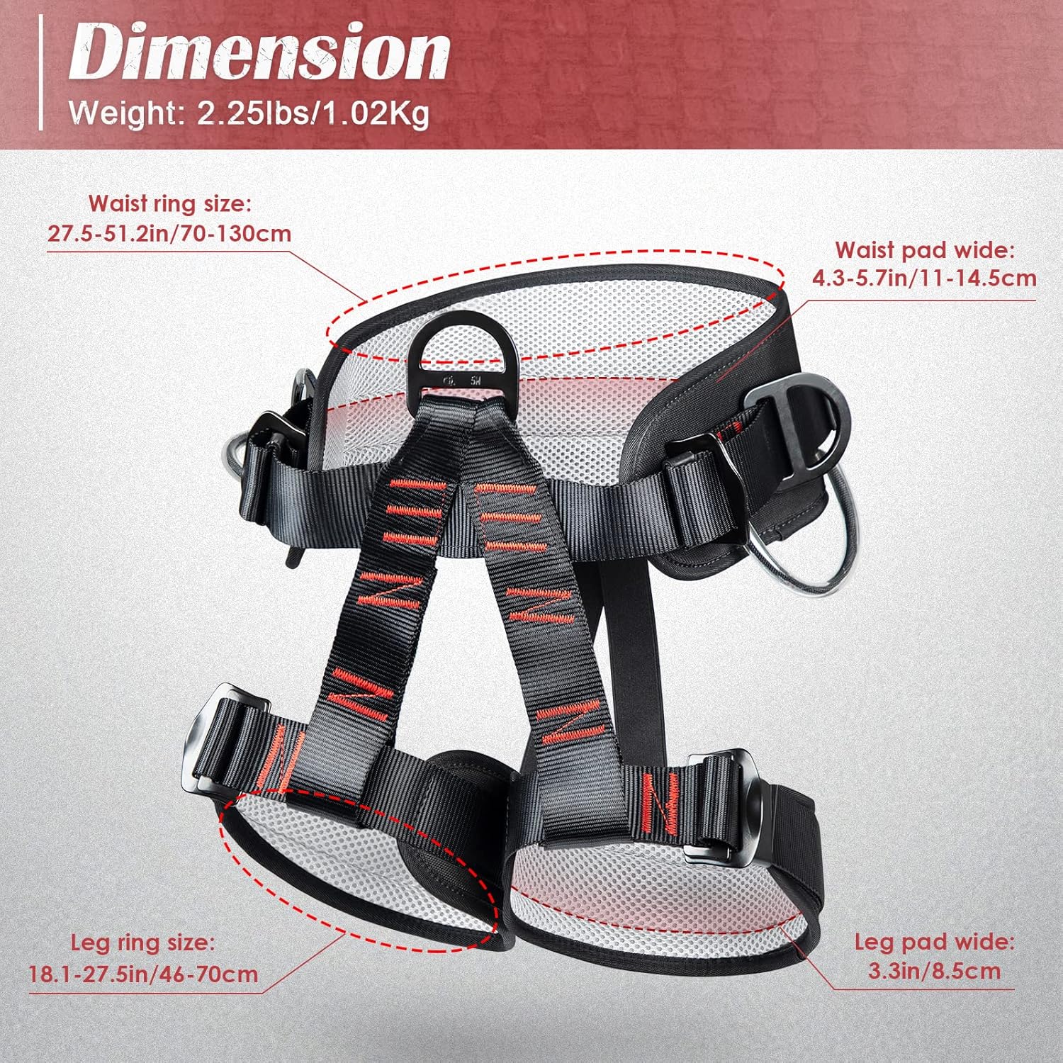 Adjustable Thickness Climbing Harness Wider Half Body Harnesses for