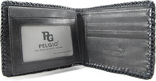 Miniatura 5 de Cartera plegable hecha a mano con piel auténtica de cocodrilo y cocodrilo, Negro -, Billetera plegable