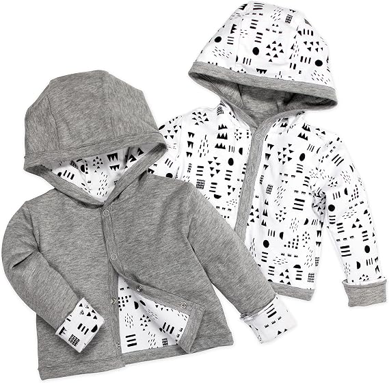 Honest Baby Clothing Snap-front Reversible Hoodie 100% Organic Cotton Infant Baby Boys, Girls Uniform - Baby