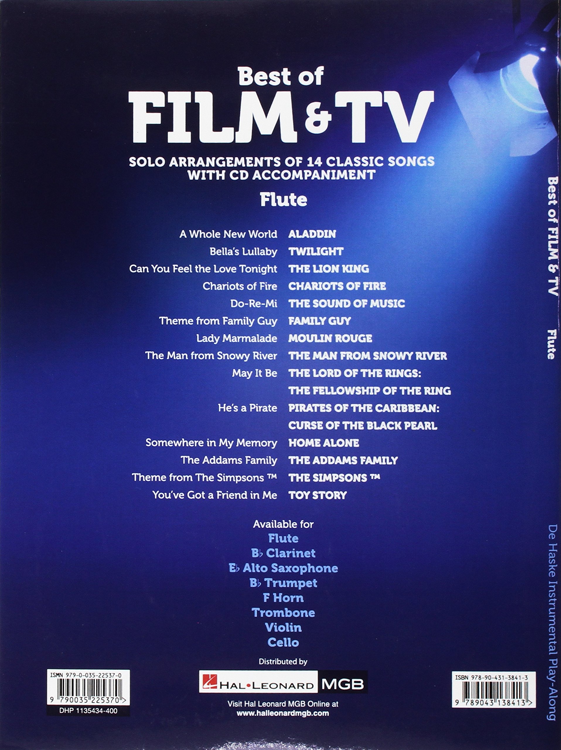 Best of Film & Tv (Flute): Solo Arrangements of 14 Classic Songs with CD Accompaniment