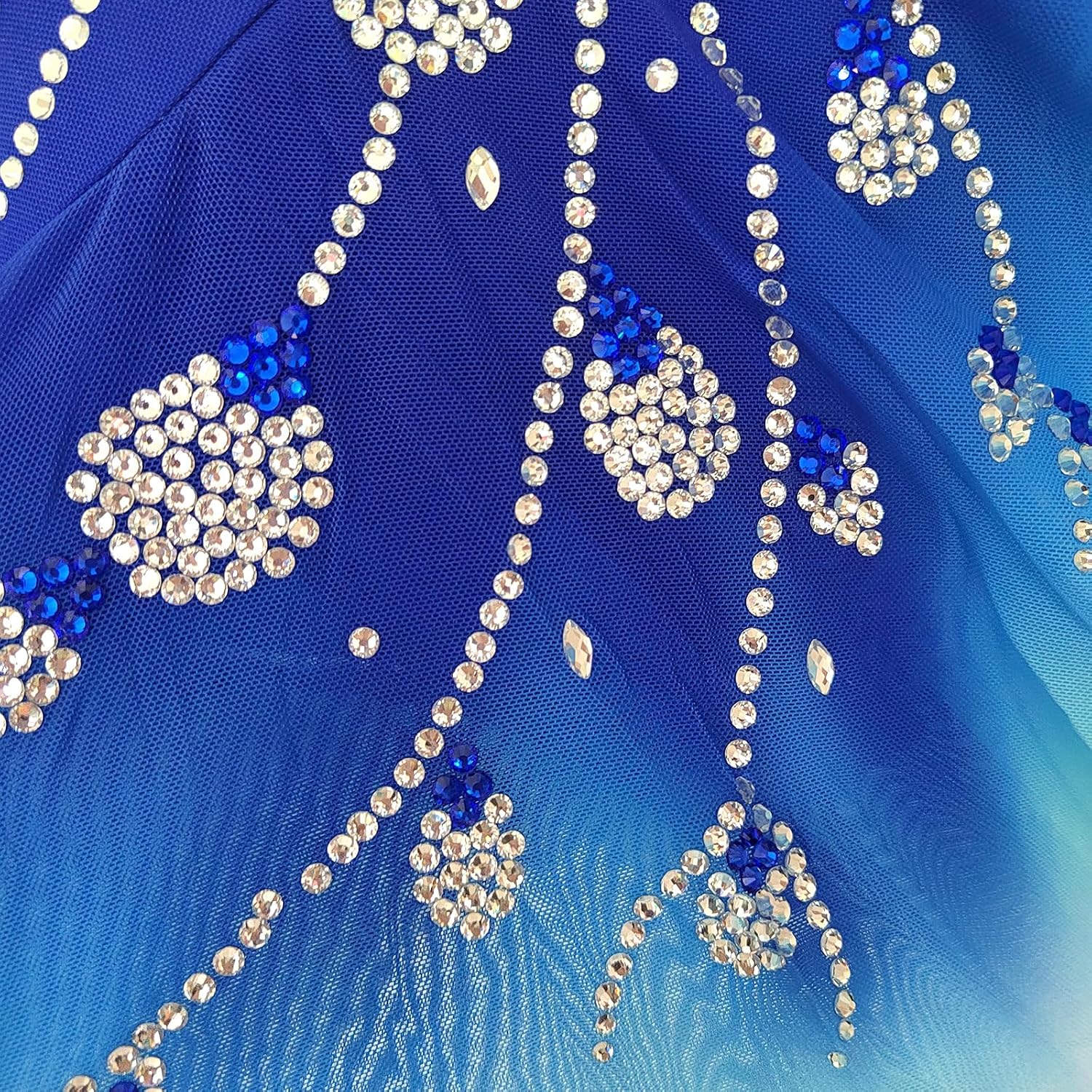 Girls' Blue Shiny Figure Skating Dress Worn for Adult Competition Performances