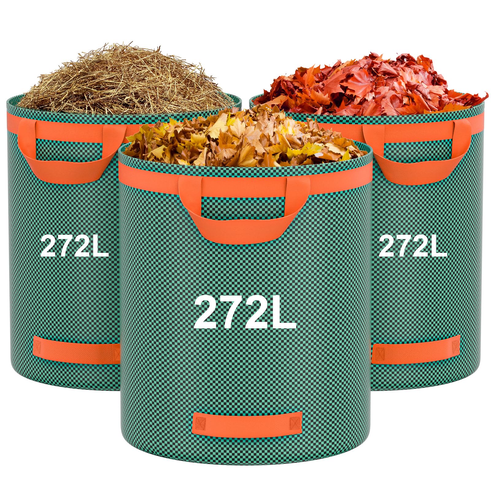 3x272L Jardineria de Sacos,Bolsas de Jardinería Bolsas de jardín reutilizables con Asas,Bolsa de Jardín Impermeables, Bolsas de Hojas Plegable