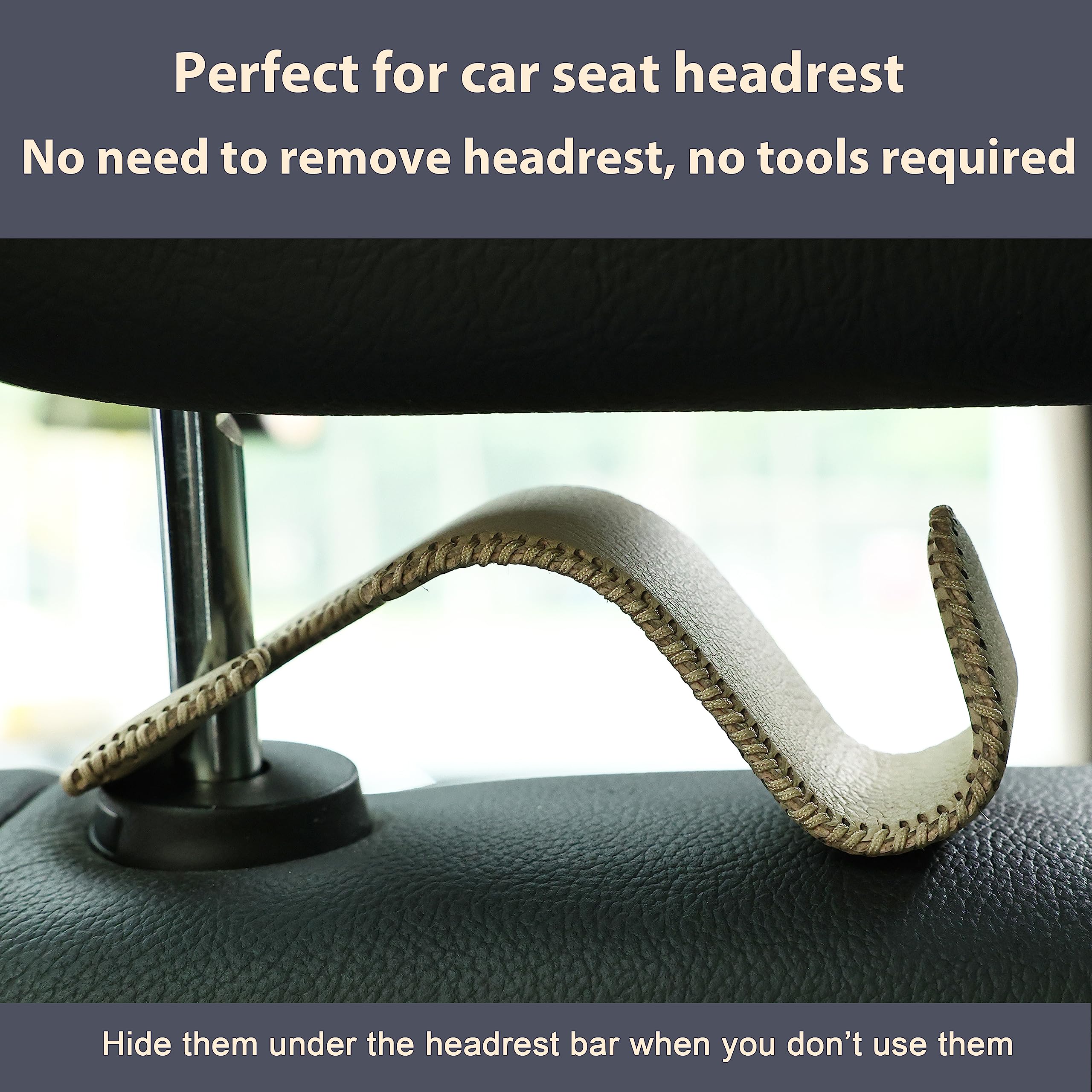 4-Pack Car Headrest Hooks Holds 55lbs Seat Storage Organizer for Bags view 6