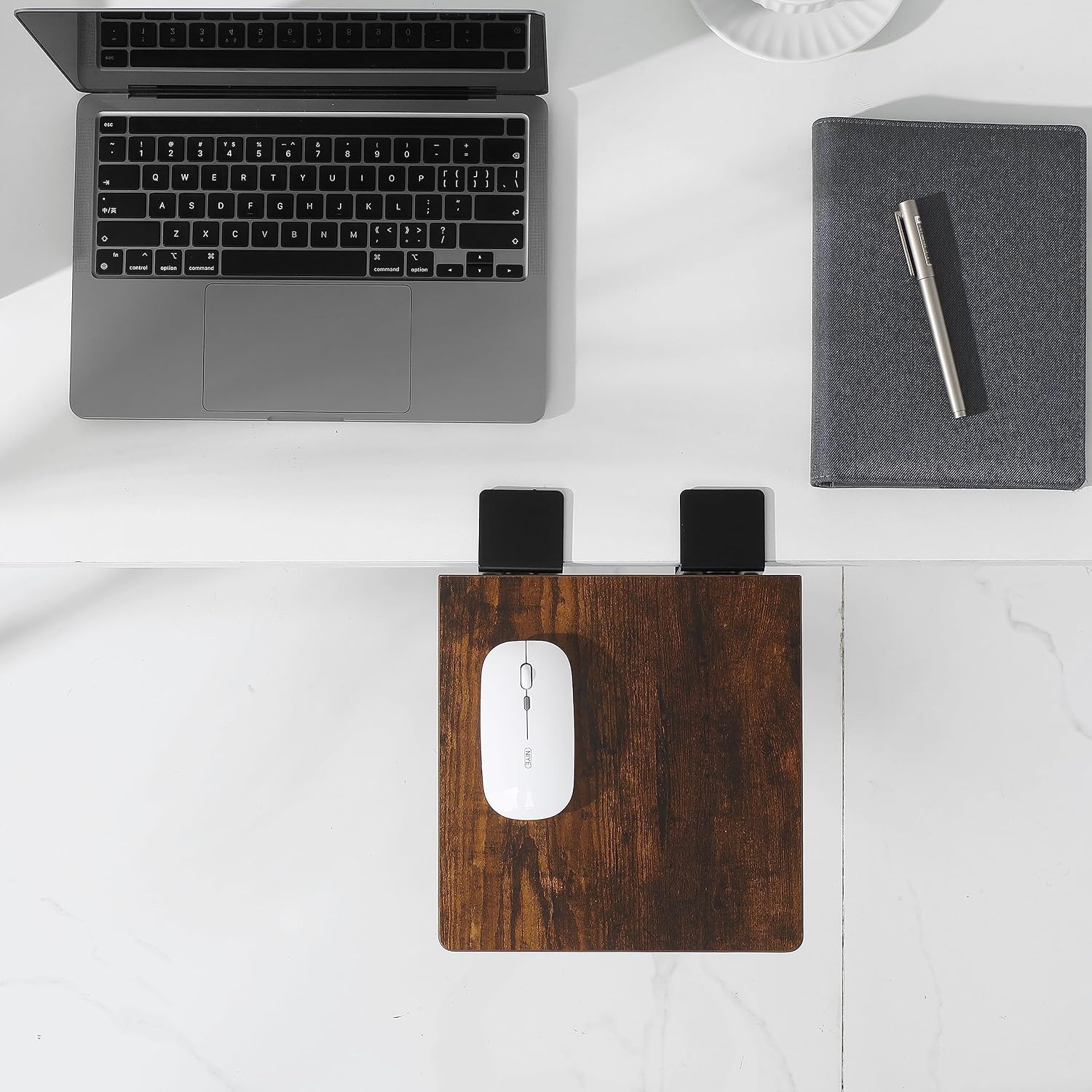 ETHU Compact Foldable Desk Extender Tray with Clamp, 9.4x9, Walnut image 5