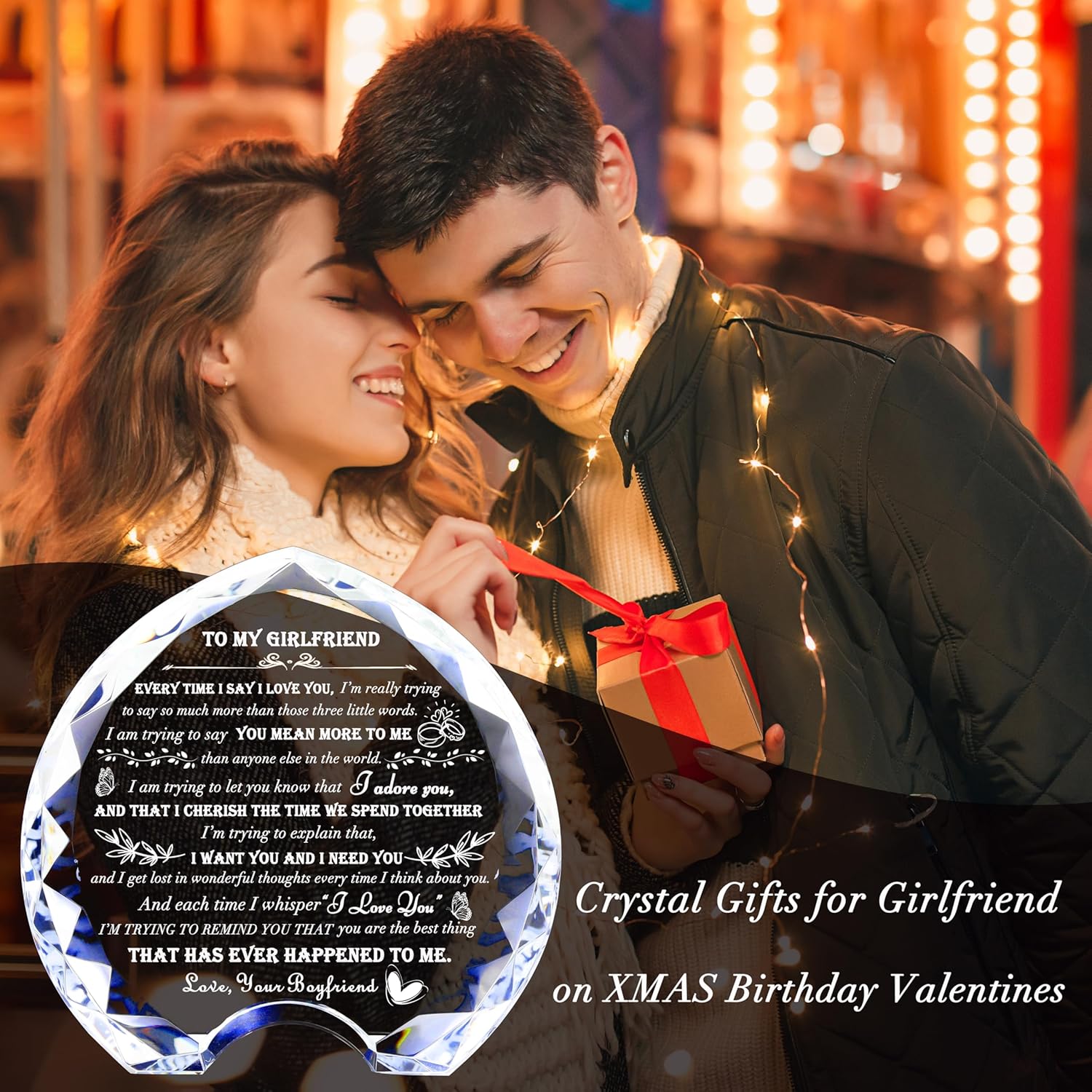 Gifts for Girlfriend from Boyfriend Unique - Crystal Heart Gifts Personalized Gifts for My Girlfriend Who Has Everything - Birthday Anniversary Wedding Day gifts Ideas for Girlfriend - Image 2