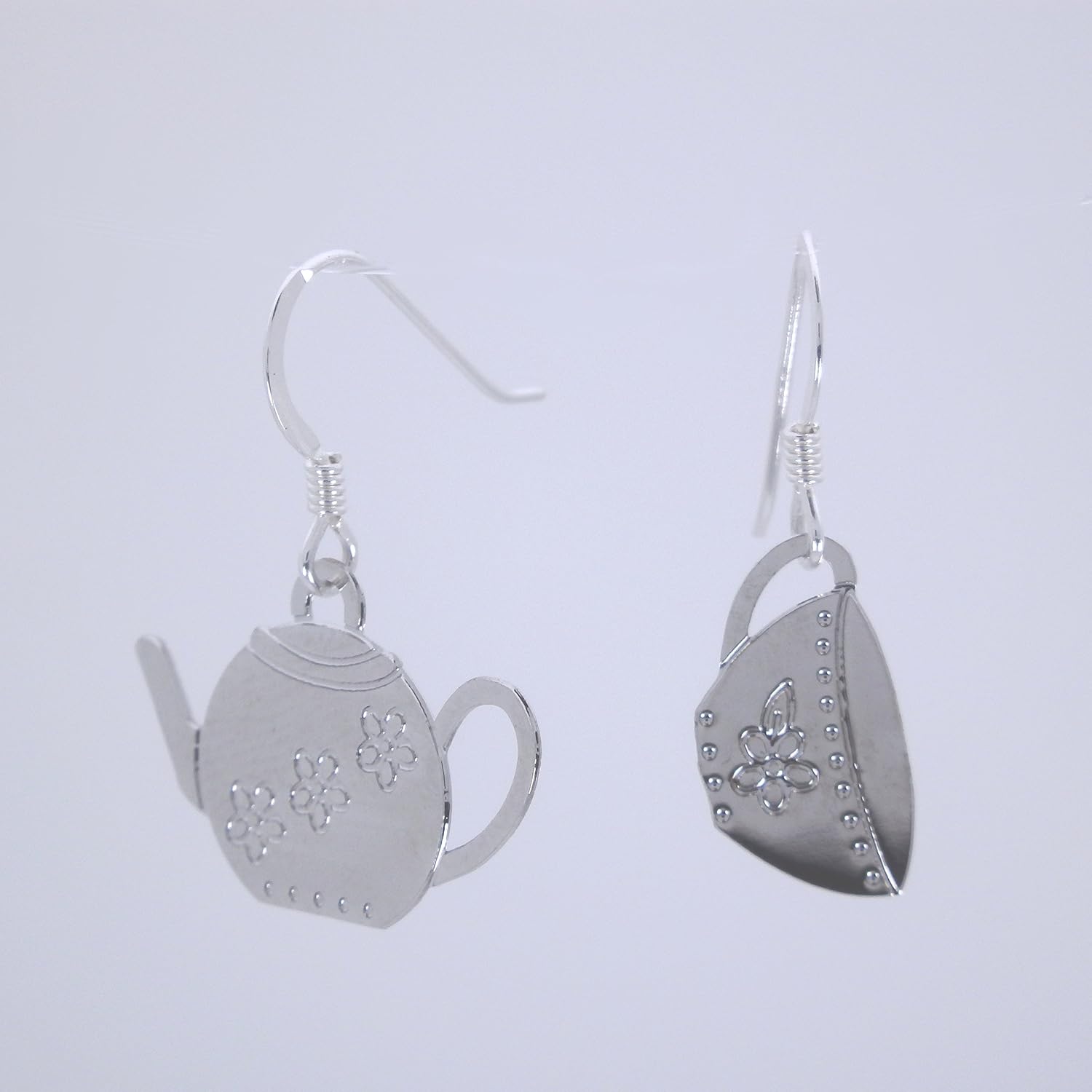 Tea for Two Teapot Teacup Dangle Earrings Made in USA - Gift Boxed