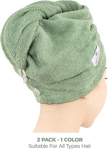 Miniatura 3 de American Soft Linen Toallas de pelo 100 % algodón para mujer, gorro de toalla de pelo, turbante de algodón para cabello largo y rizado