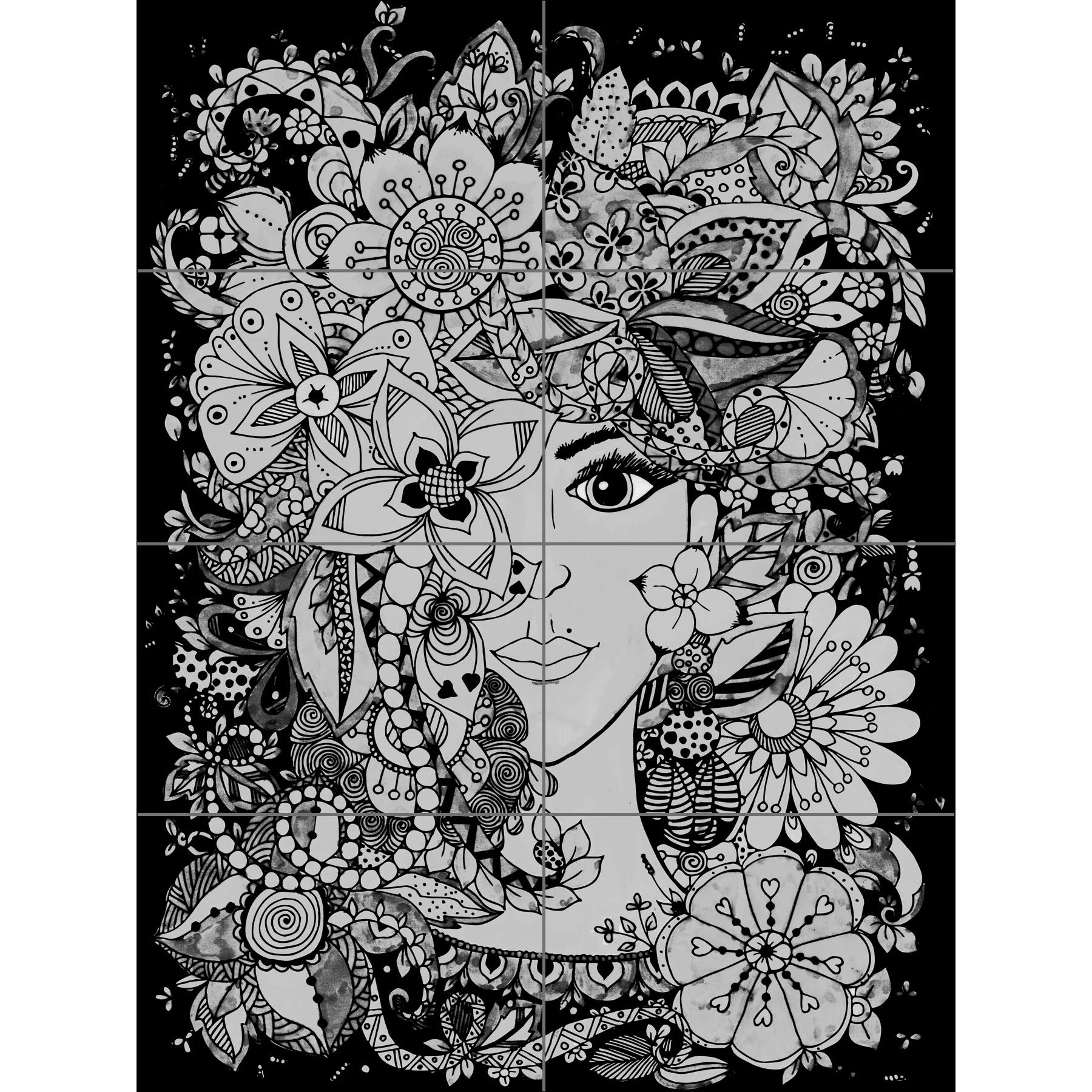 Artery8 Flower Face Illustration XL Giant Panel Poster (8 Sections)