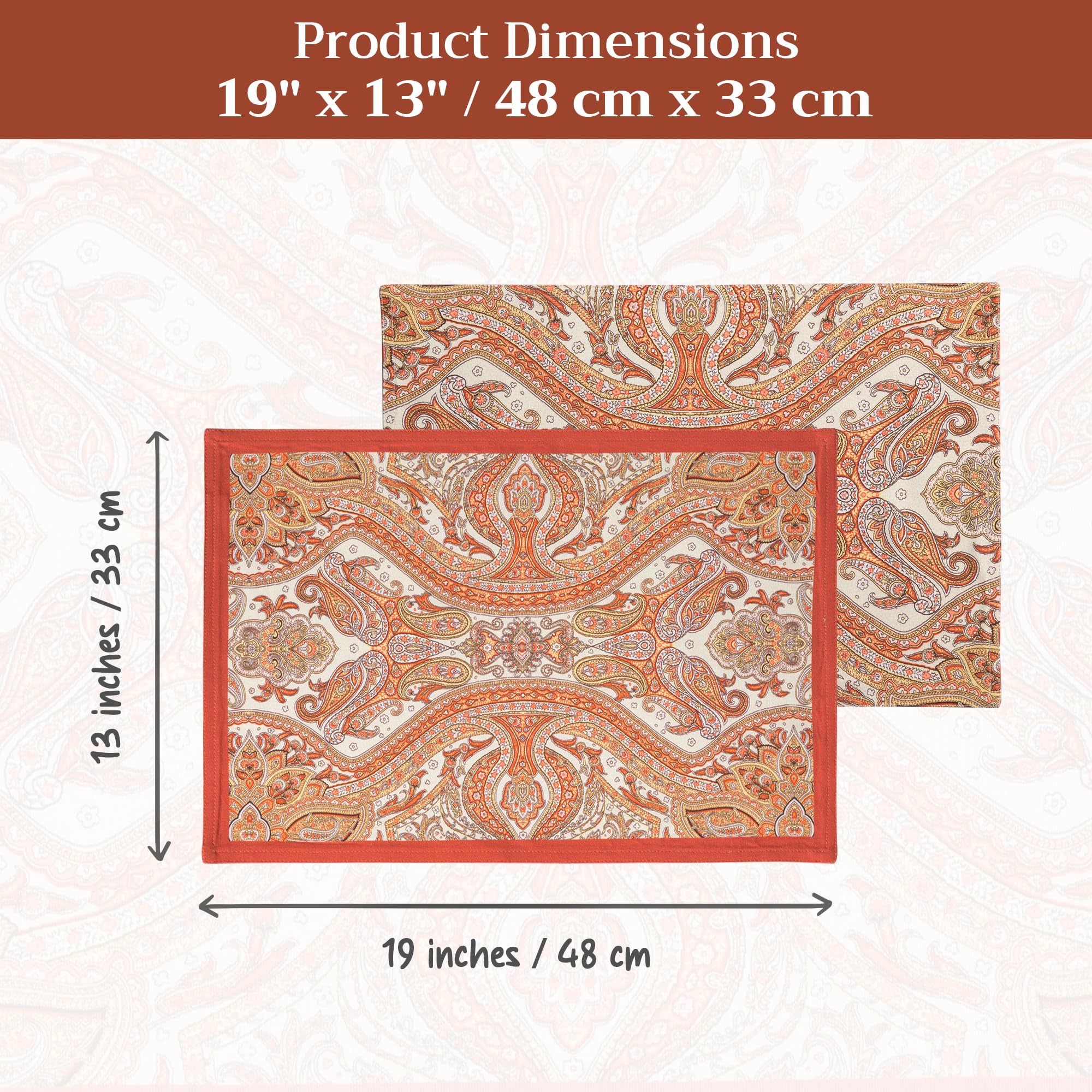 Maison d' Hermine Sets de Table 100% Coton (33 cm x 48 cm, Lot de 4) | Lavable et Réutilisable pour la cuisine la salle à manger les fêtes décorations de Thanksgiving et de Noël - Kashmir Paisley