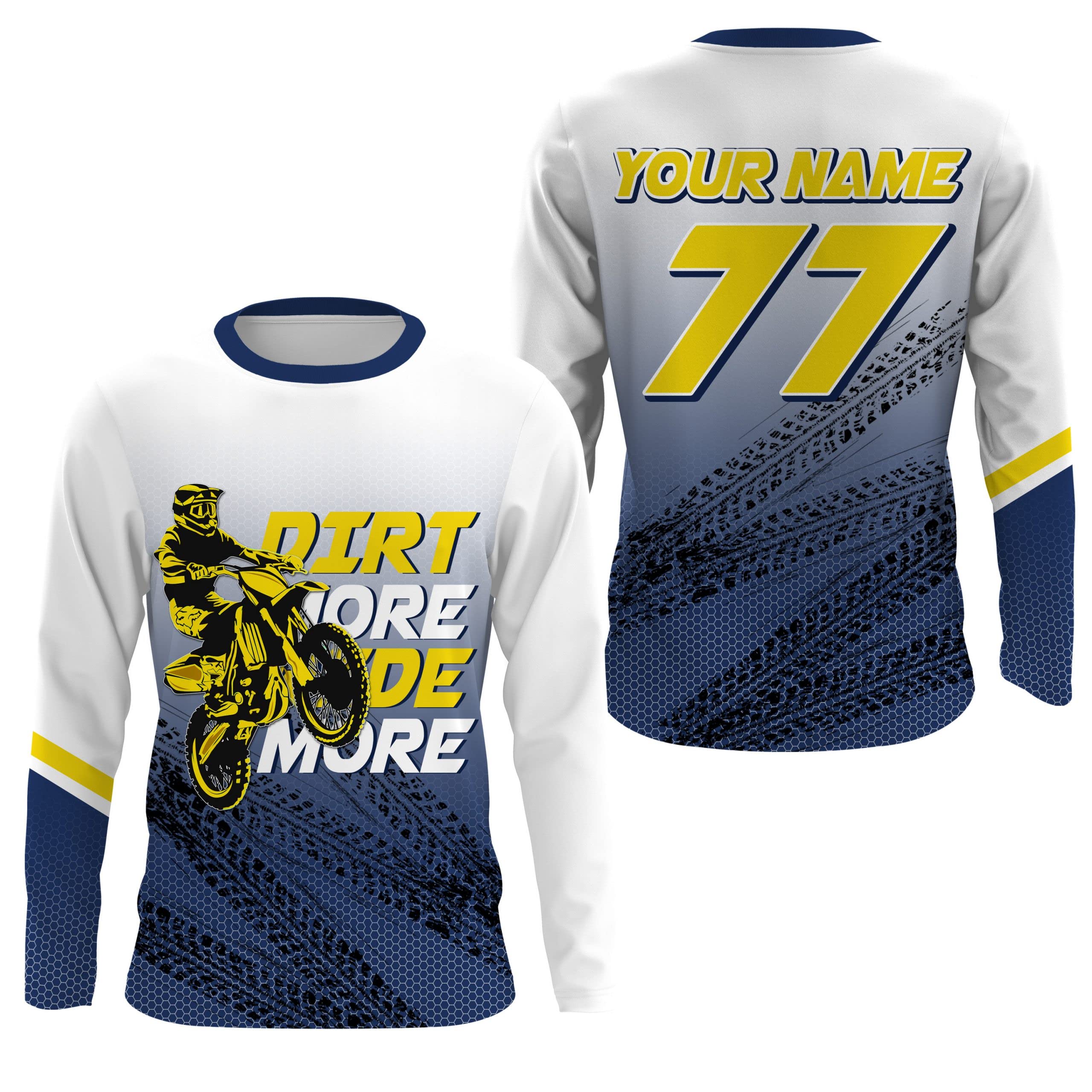 Kid&Adult Custom Motocross Jersey UPF30+ Dirt Bike MX Racing Dirt More Ride More Off-Road NMS1288