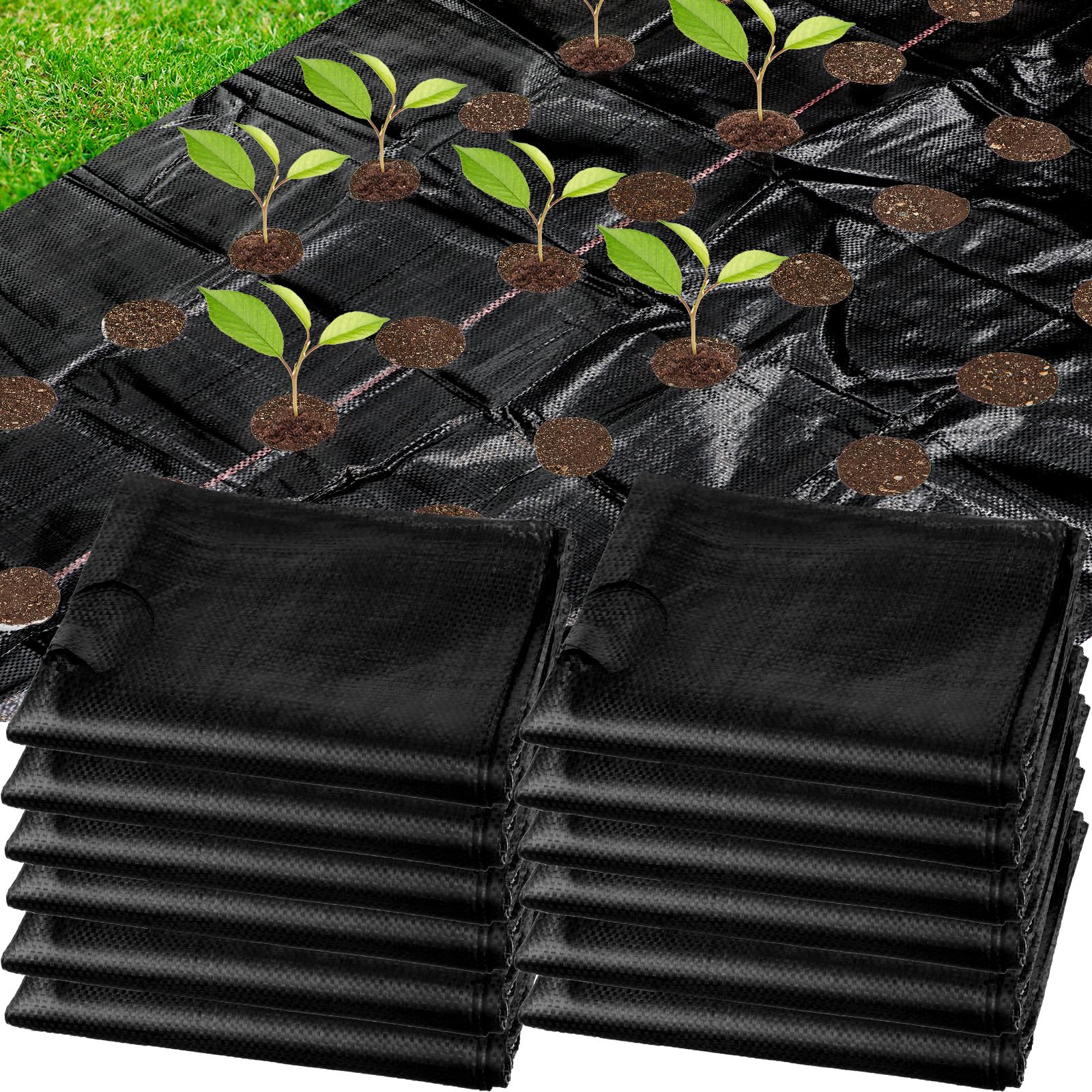 Buy Riakrum 5 Pack Weed Barrier Landscape Fabric with 3'' ing Holes 3.3