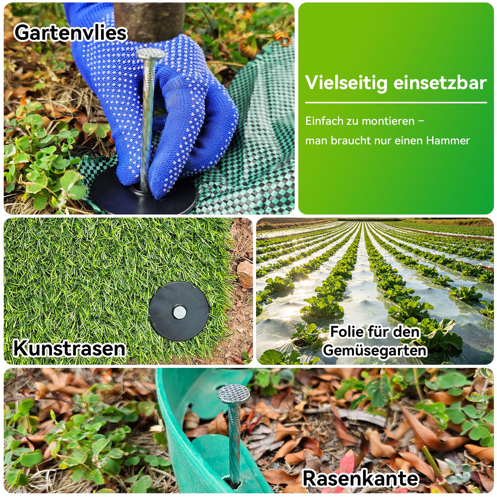 100 anclajes de tierra galvanizados, 100 unidades, discos amortiguadores, antióxido, anclajes para el suelo para vellón de malas hierbas, césped artificial, vallas, estacas de jardín