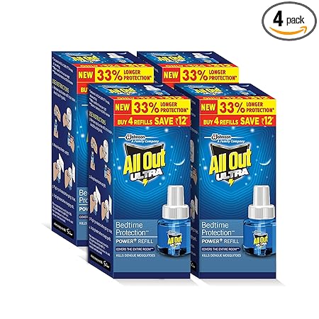 All Out Ultra Bedtime Protection Power + Refill, 45ml (Pack of 4)