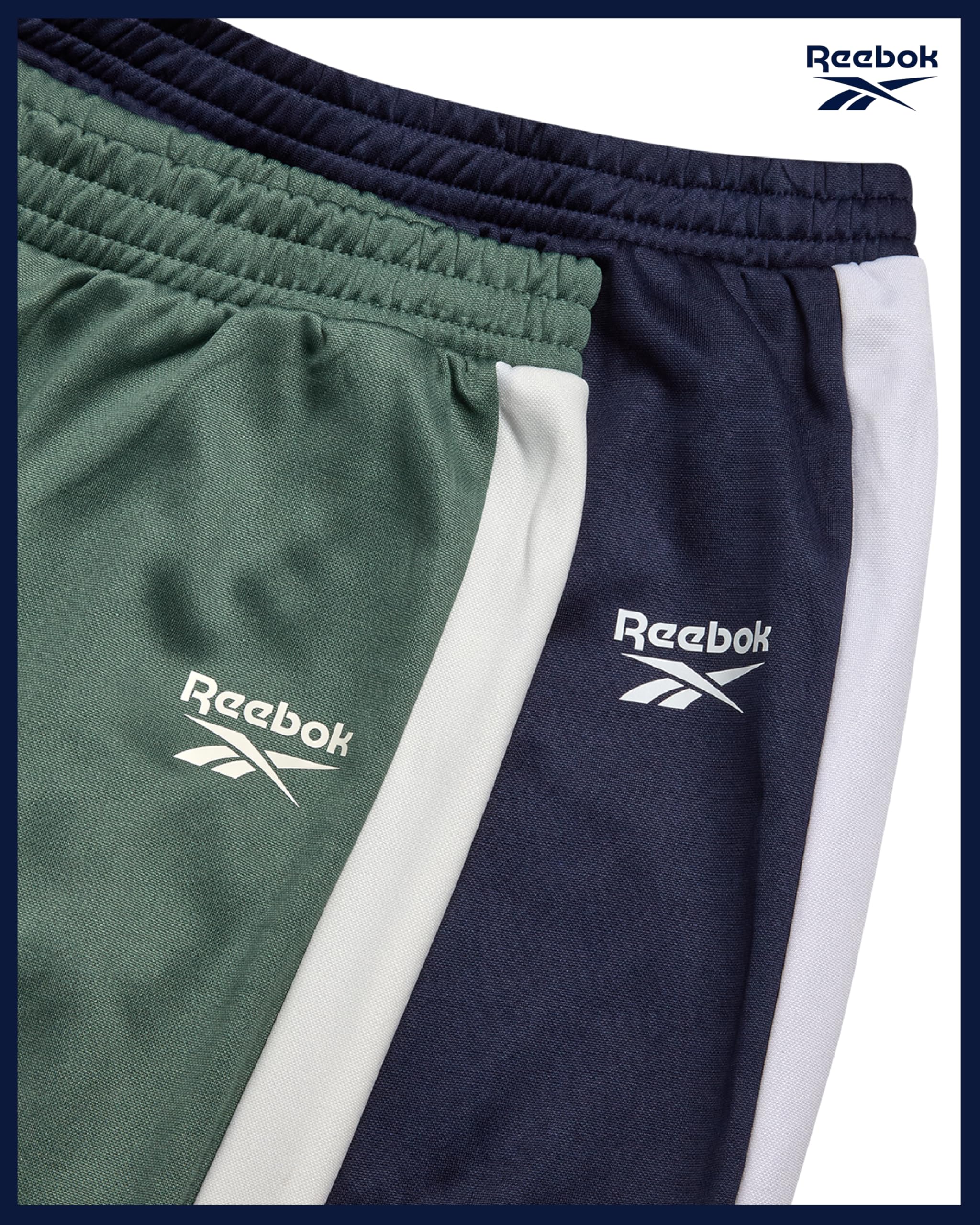 Reebok Pantaloni sportivi da ragazzo, confezione da 2 pezzi, in tricot ad alte prestazioni, pantaloni sportivi con elastico in vita (taglie S