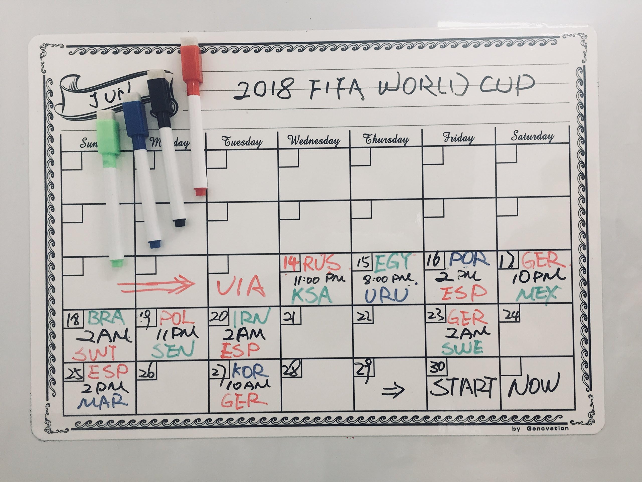 GENOVATION Monthly Calendar,Magnetic Planner Fridge Memo Board, Wall Chart Poster, Useful Planner Board for Kitchen Shopping List, Meal Planner, Fitness Plan and Game Schedule