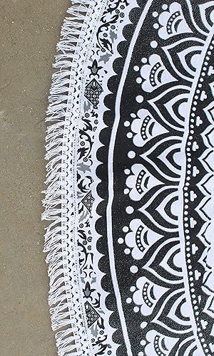 Miniatura 142 de Tapiz redondo de mandala indio para playa, mantel de algodón hippy bohemio, gitano, toalla de playa, tapete de yoga redondo