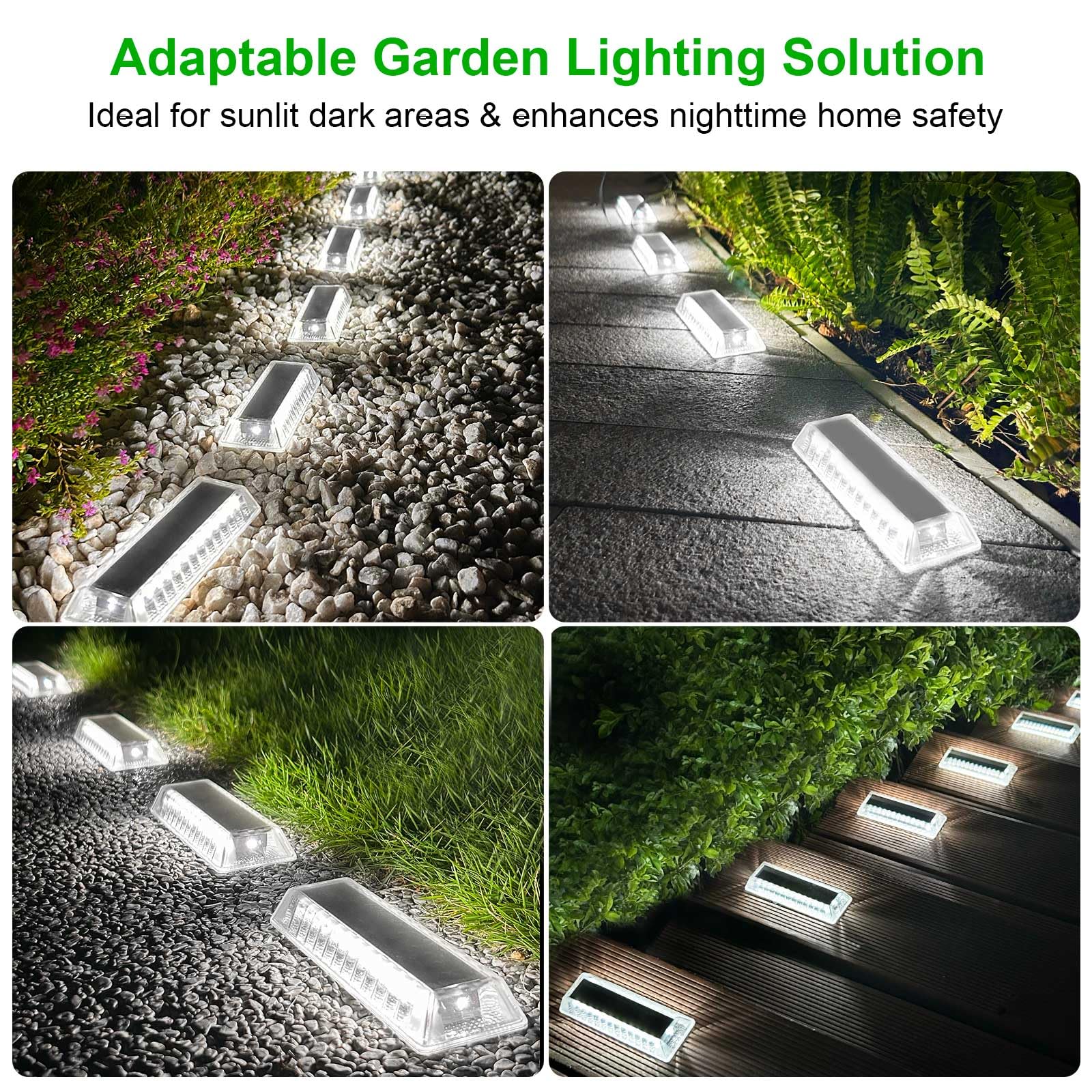 Lacasa Solarlampen für Außen, Solar Bodenleuchten Aussen 8 Stück, Solarleuchten Garten 50LM LED Gartenbeleuchtung IP68 Wasserdicht Solarlampe Wegeleuchten für Gartendeko Terrasse Hof, Kaltweiß 6000K