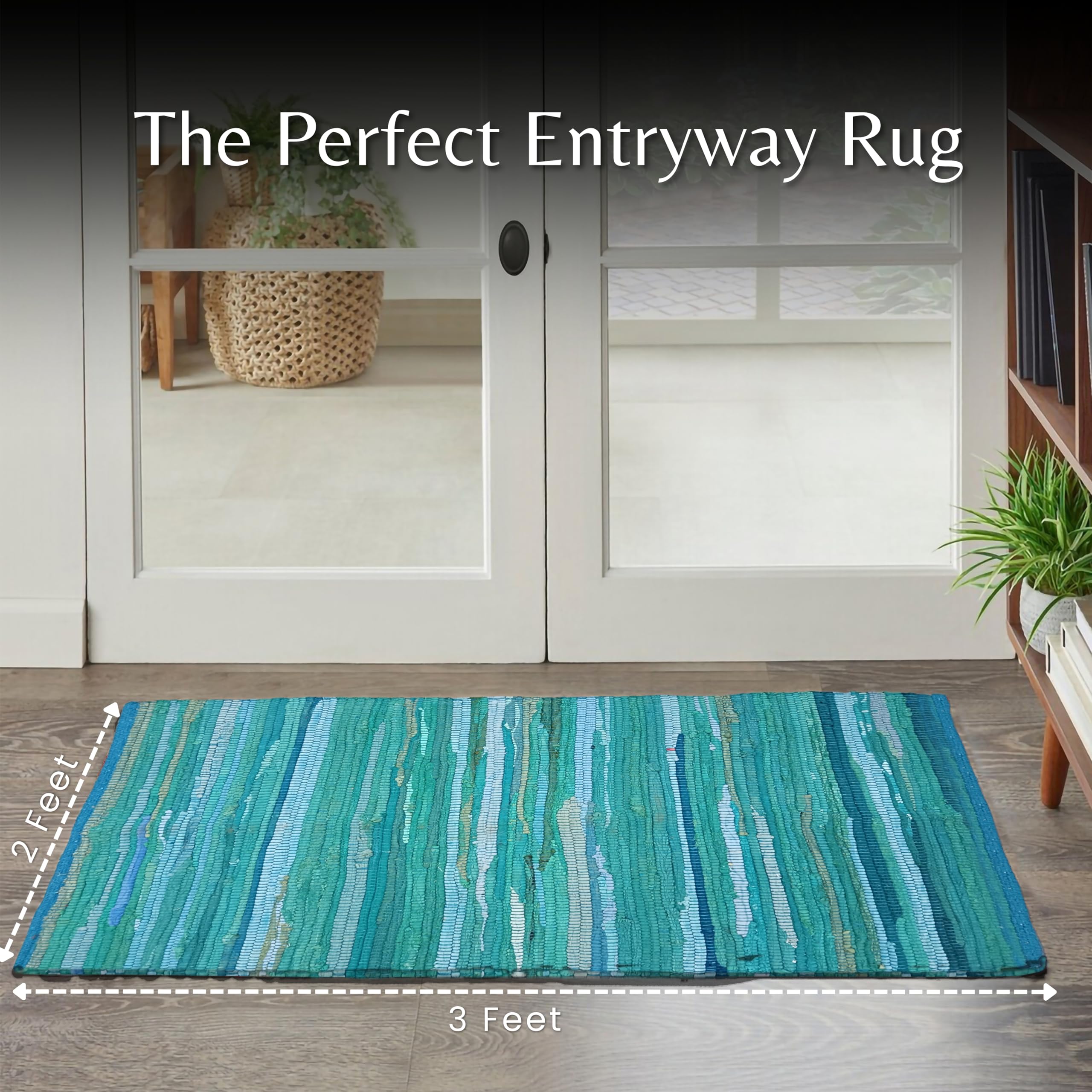 COTTON CHINDI RUG GREEN/BLUE 1300×1900 Cotton Chindi Rug Loom