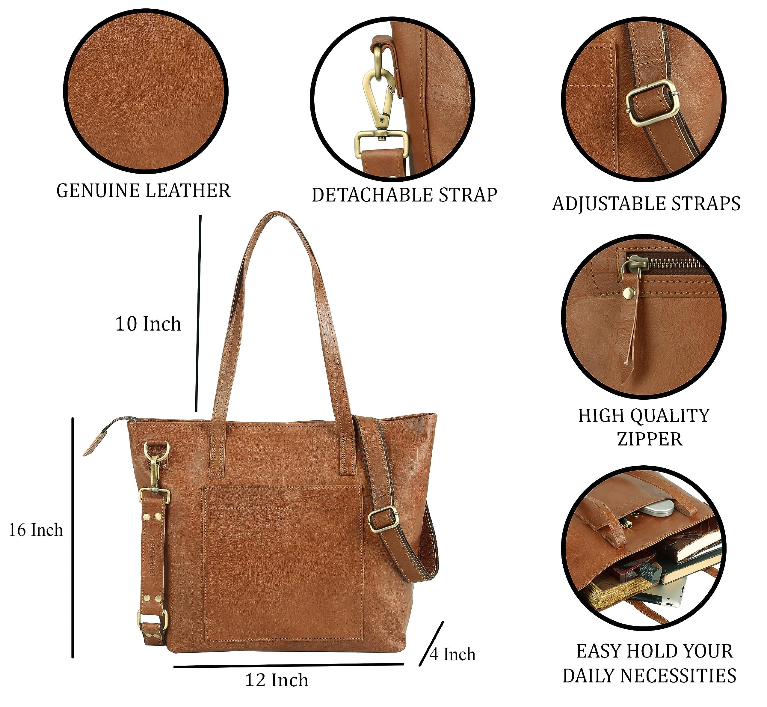 URBAN LEATHER Bolso de piel vintage para mujer, 40 cm