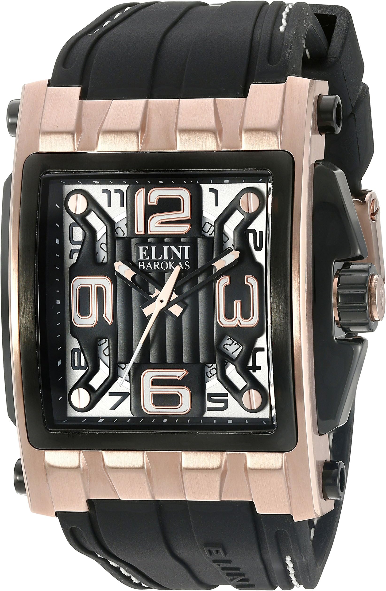 Elini Barokas Men's Analogue Quartz Watch with Silicone Strap ELINI-20011-RG-01-BB