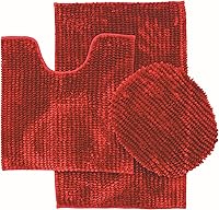 Vista 2 de BH Home & Linen Juego de 3 alfombrillas de baño de microfibra mixta de felpilla ultra suave y brillante. Tapete grande de 19.5 x 31 pulgadas, tapete