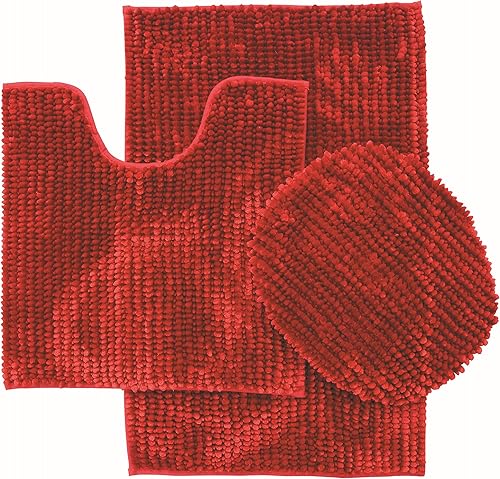 Miniatura 2 de BH Home & Linen Juego de 3 tapetes de baño de microfibra mixta de felpilla ultra brillante ultra suave, tapete grande de 19.5 x 31 pulgadas, tapete