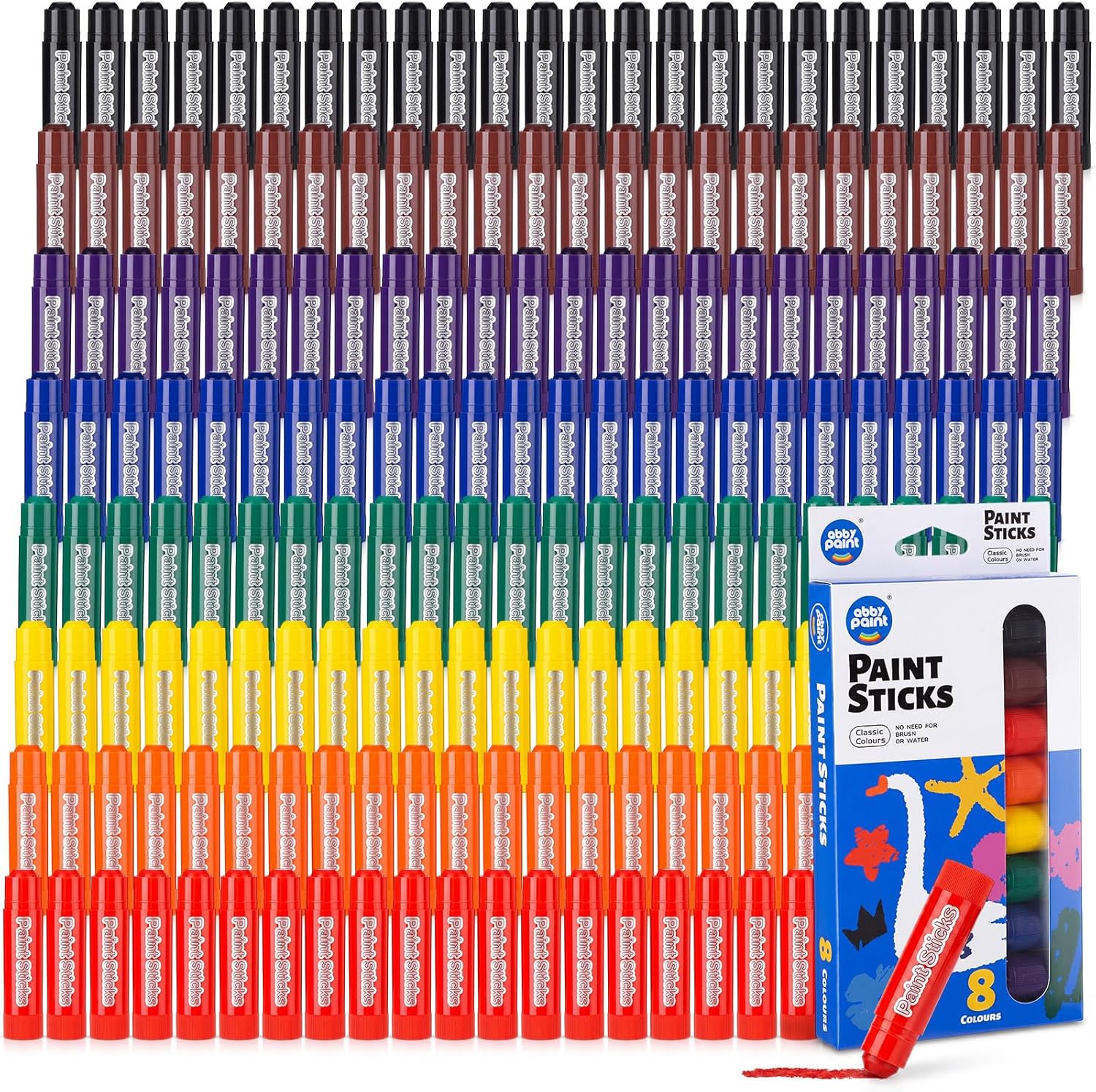 24 Sets Tempera Paint Sticks 192 Pcs 8 Colors Washable Quick Drying Art Solid Tempera Paint Stick Bulk Crafts Supplies