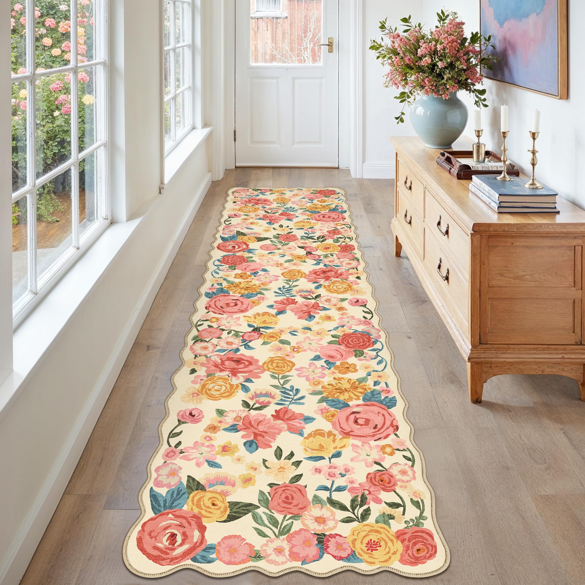 HUGEAR Vintage Teppich Wohnzimmer Wohnzimmerteppich Waschbarer rutschfest Teppiche Carpets Schlafzimmer Rug Esszimmer Büro Kinderzimmer Waschküchen Rugs Kurzflor Carpet