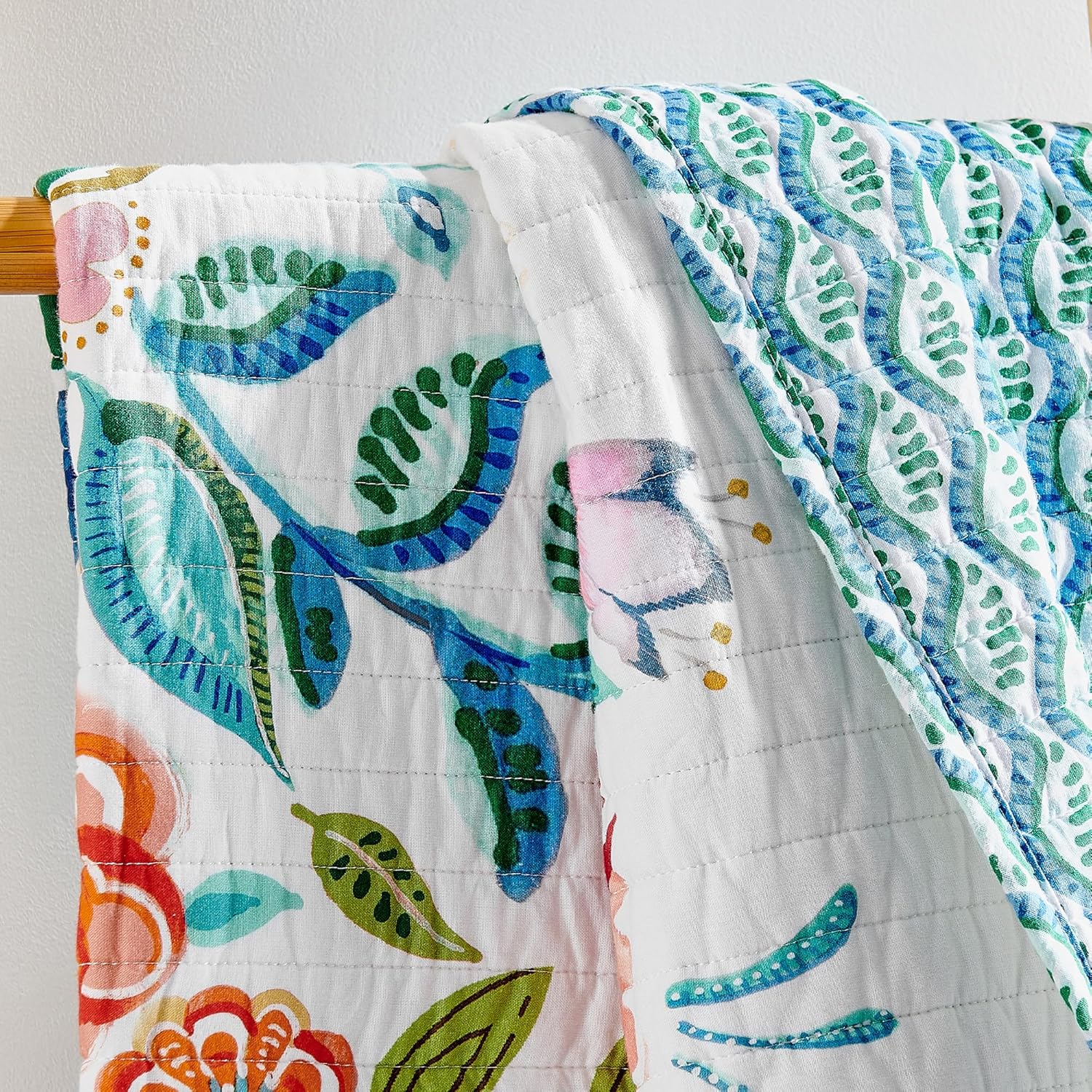 Levtex Home - Danika - Throw - Floral - Multicolored - Quilted Throw (50x60in.) - Cotton