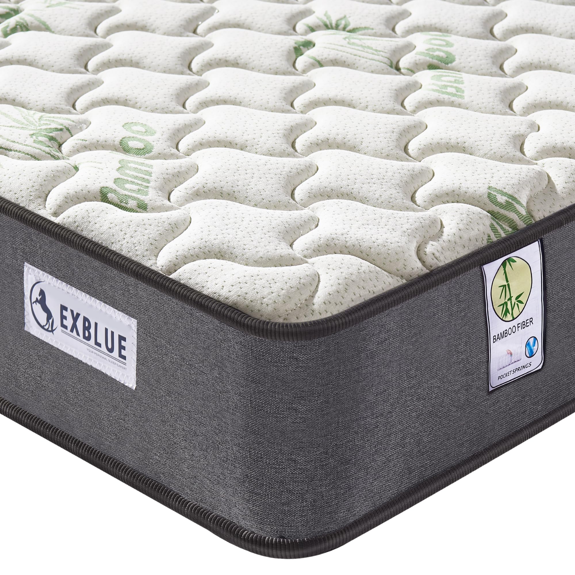 Amazon.co.jp: EXBLUE 竹繊維マットレス ダブル、シングルポケット