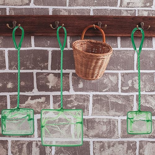 Miniatura 5 de 3 redes de pesca de acuario de malla fina, redes de captura rápida, redes de pesca de nailon con mango largo de plástico para pecera, verde, 3