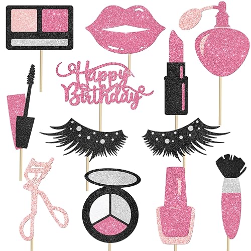 Miniatura 2 de 12 piezas de centro de mesa de maquillaje con purpurina, para spa, maquillaje, decoraciones de fiesta de cumpleaños para mesa, cosméticos, lápiz