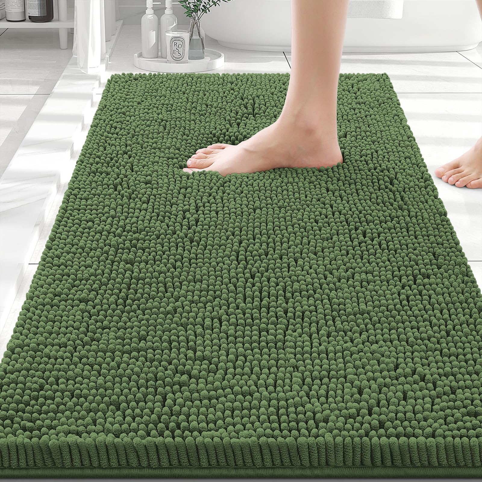 Smiry Bathroom Rugs 30X20, Luxury Chenille Extra Soft Absorbent Bath Mat