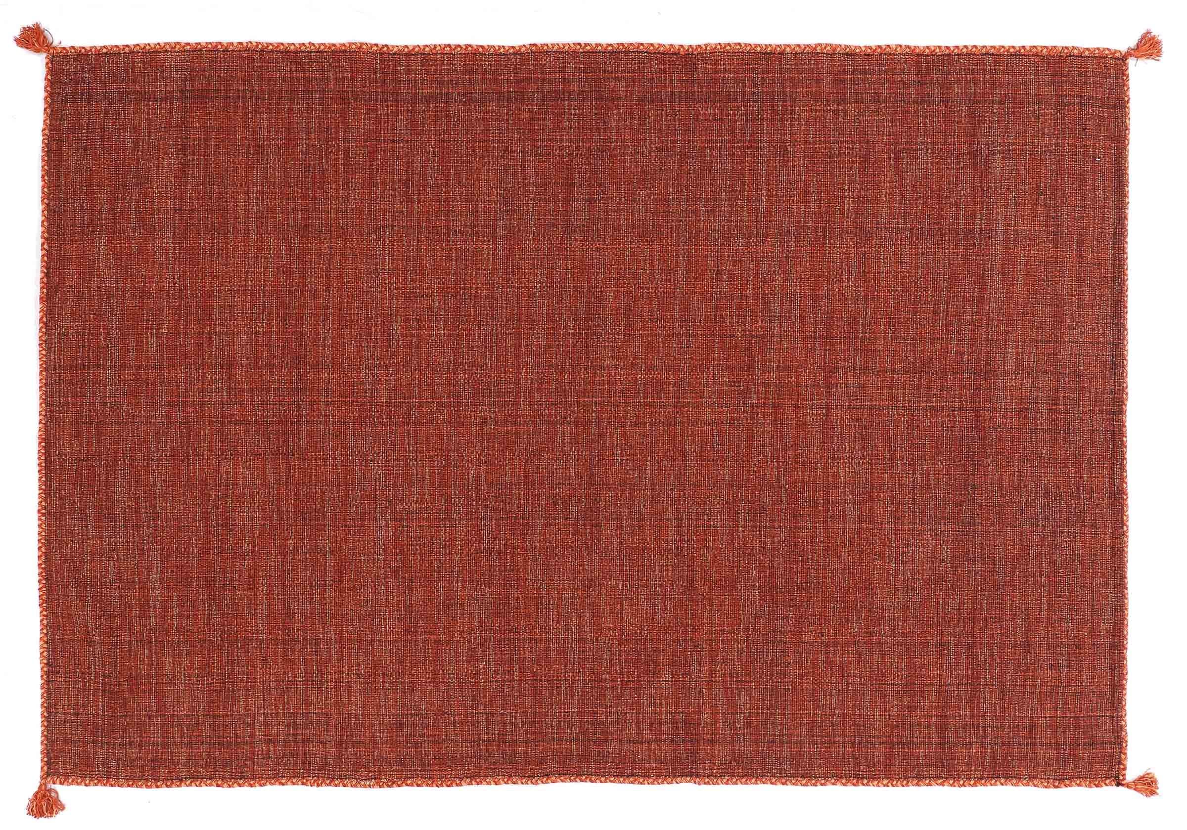 Kelim FRANSI Tapis uni tissé à la main, Tapis intérieur Orange 70 x 140 cm