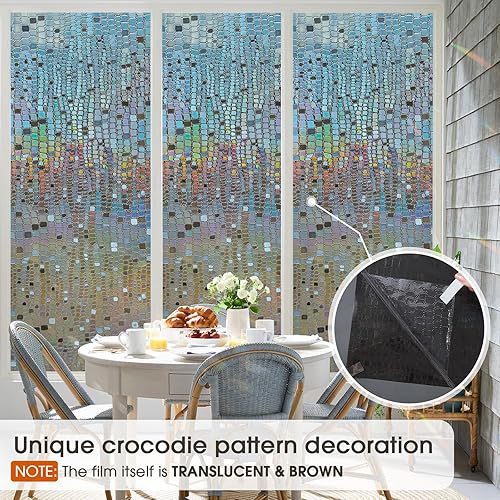 Miniatura 10 de Película de privacidad para ventana de arco iris película holográfica 3D para ventana, control de calor, bloqueo solar, adhesiva, estática, para el