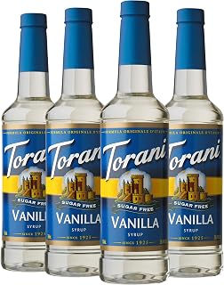 Torani Sugar Free Vanilla Syrup, 25.4 oz Pack of 4 - Zero Calorie, Keto Friendly Coffee & Drink Flavoring