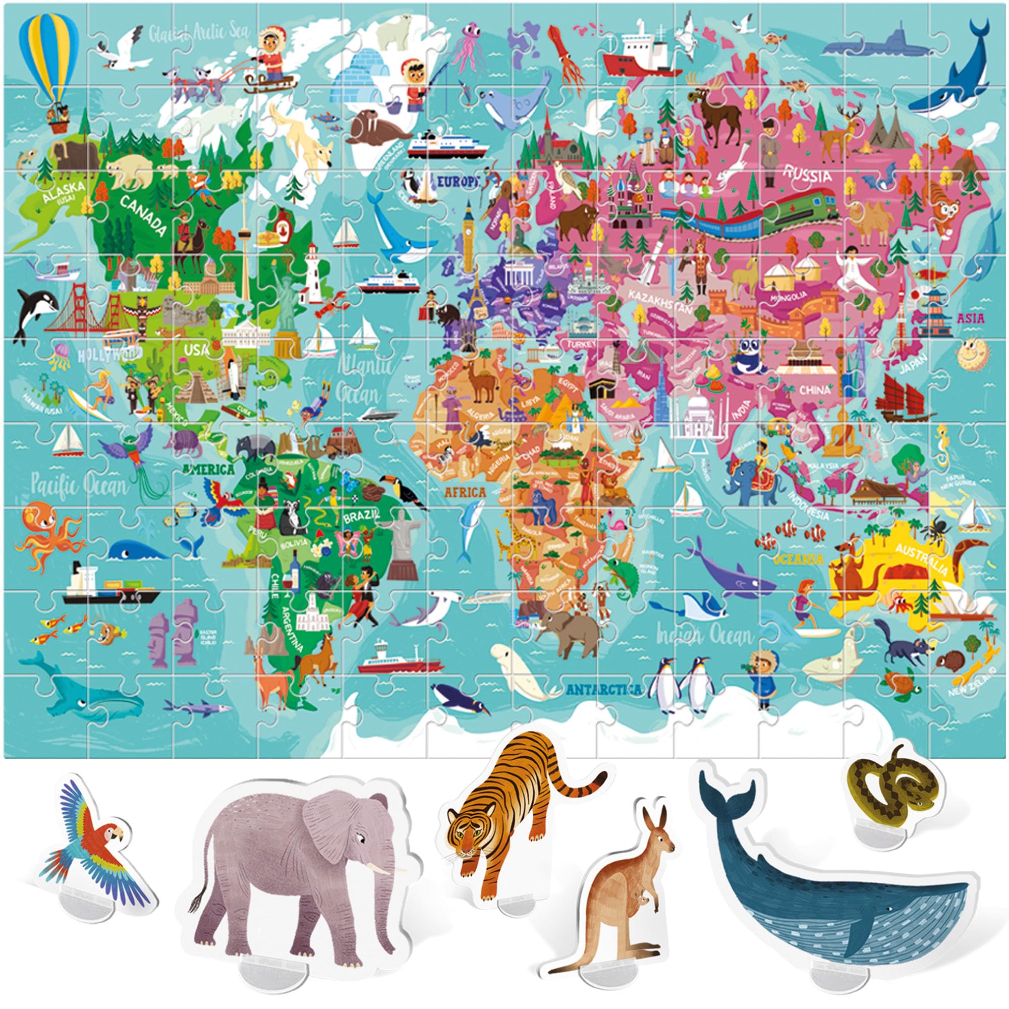 Headu World Tour Un Grande Puzzle Per Scoprire Il Mondo Mu26258 Gioco Educativo Per Bambini 5-10 Anni Made In Italy