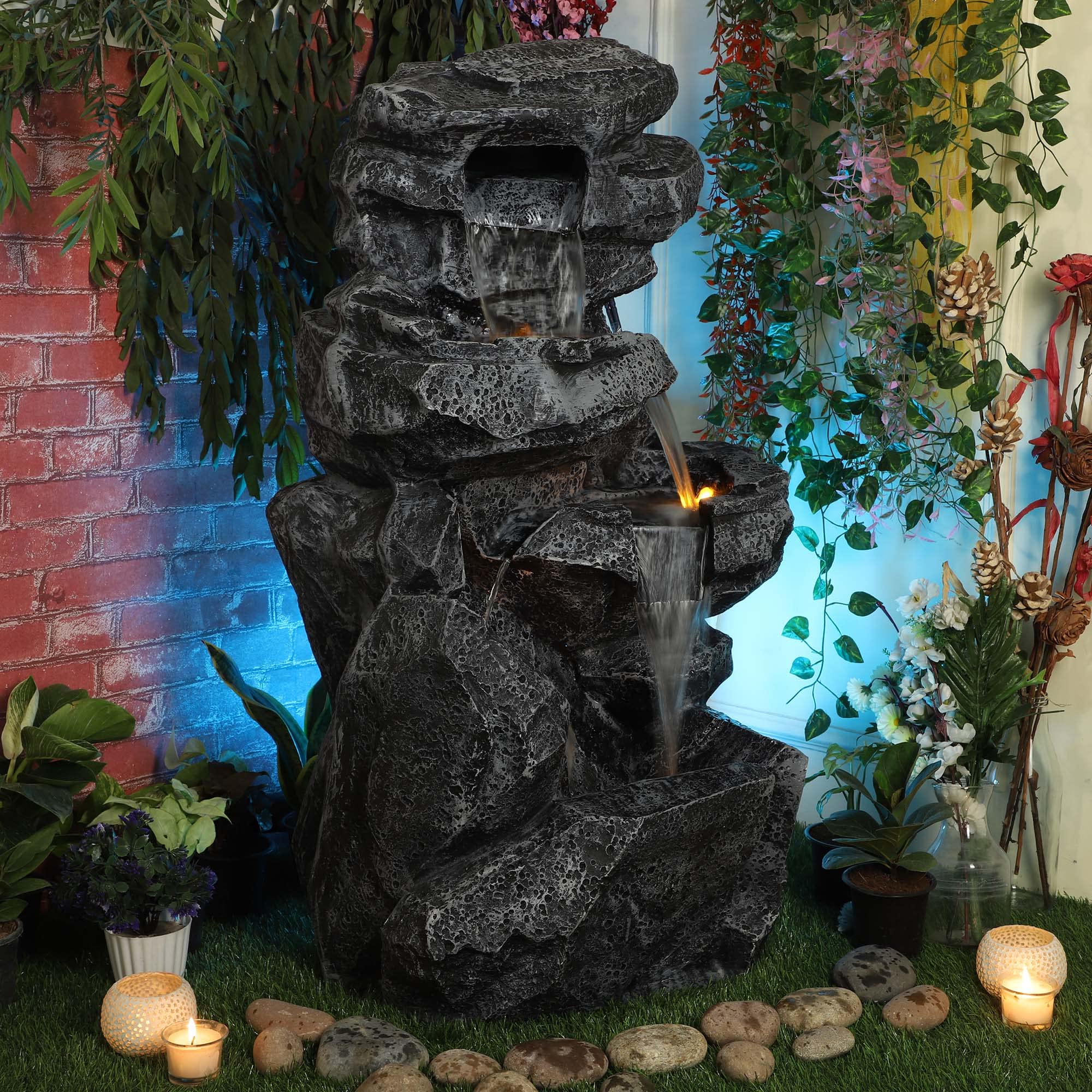 DECORWALE Fibreglass Exuberant & Luxury Decor Big Rock Design Large Size Water Fountain For Home Decor (Large)-image-18