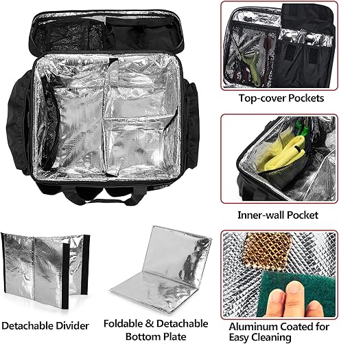 Miniatura 2 de HODRANT Organizador grande para parrilla con tapa organizador de bolsas de barbacoa y picnic con soporte para toallas de papel cesta de accesorios