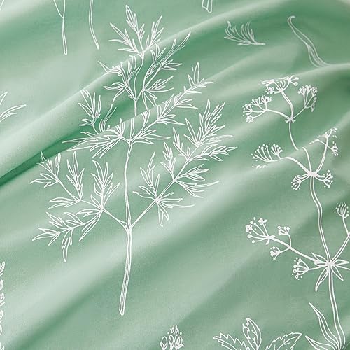 Miniatura 8 de Love's cabin Juego de edredón tamaño queen color verde salvia, bonito y floral, de 3 piezas, para todas las estaciones, 1 edredón reversible suave