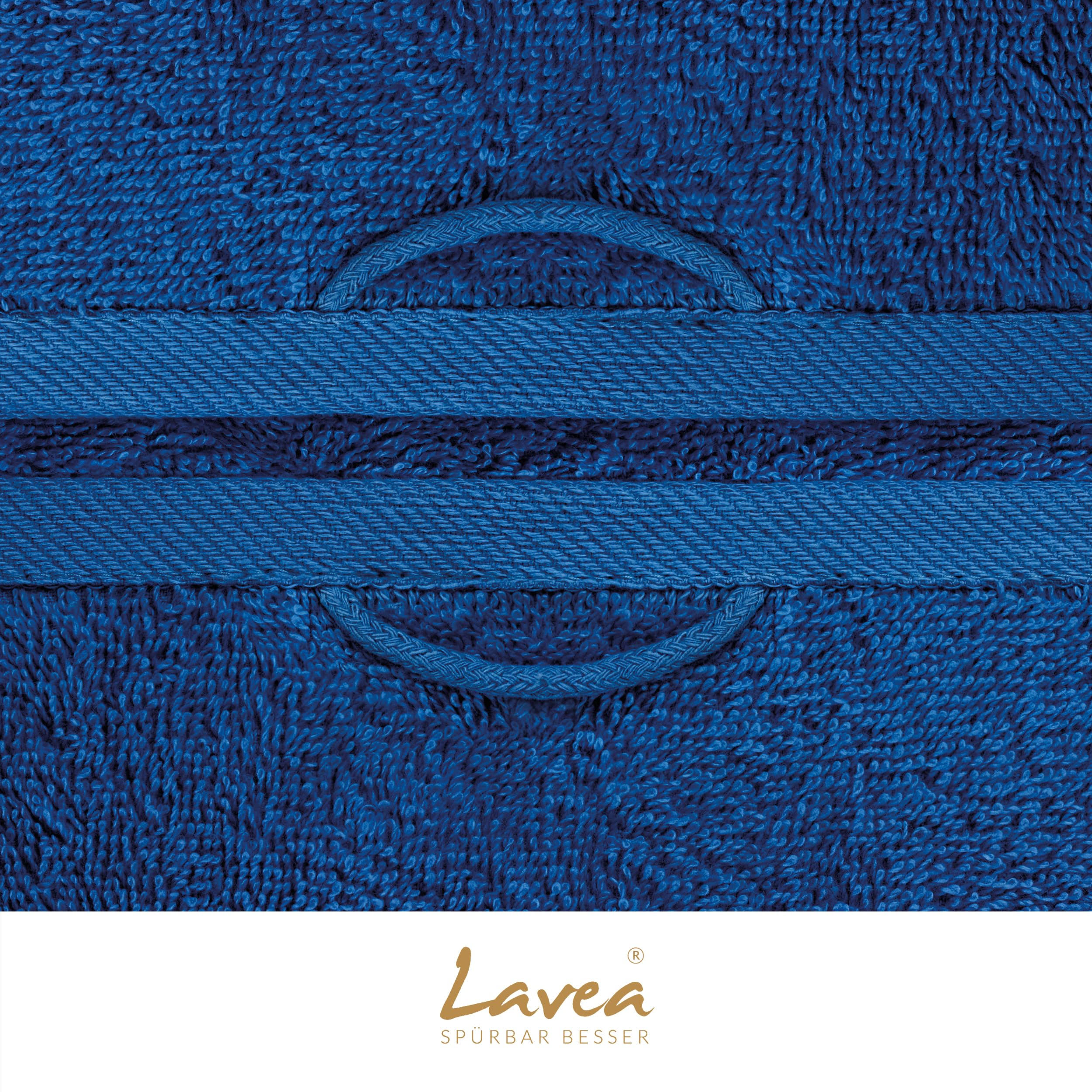 Lavea® 4er Set Duschtuch 70x140, 4 Stück, 100% Baumwolle Frottee, saugstark, weich und strapazierfähig, waschbar 60°C, trocknergeeignet, Handtuch, Handtücher, Duschtücher, Delphinblau & Royalblau