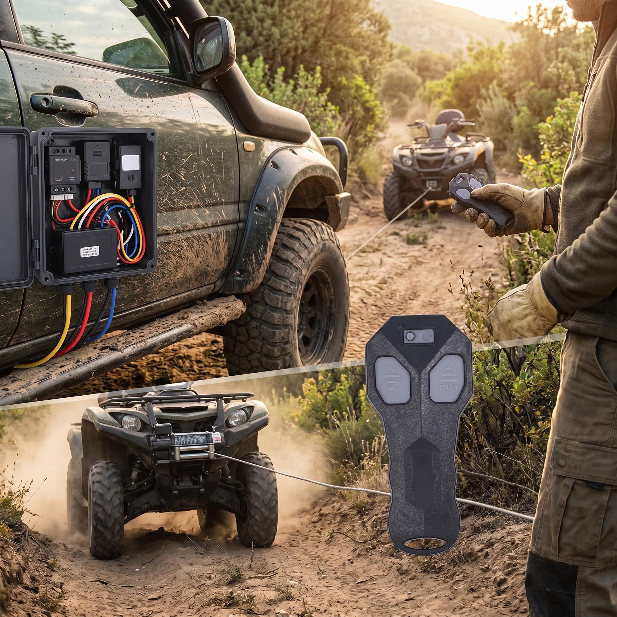 Kit Telecomando Wireless per Verricello 12V, 2 Telecomandi con Batteria, per Auto Camion ATV