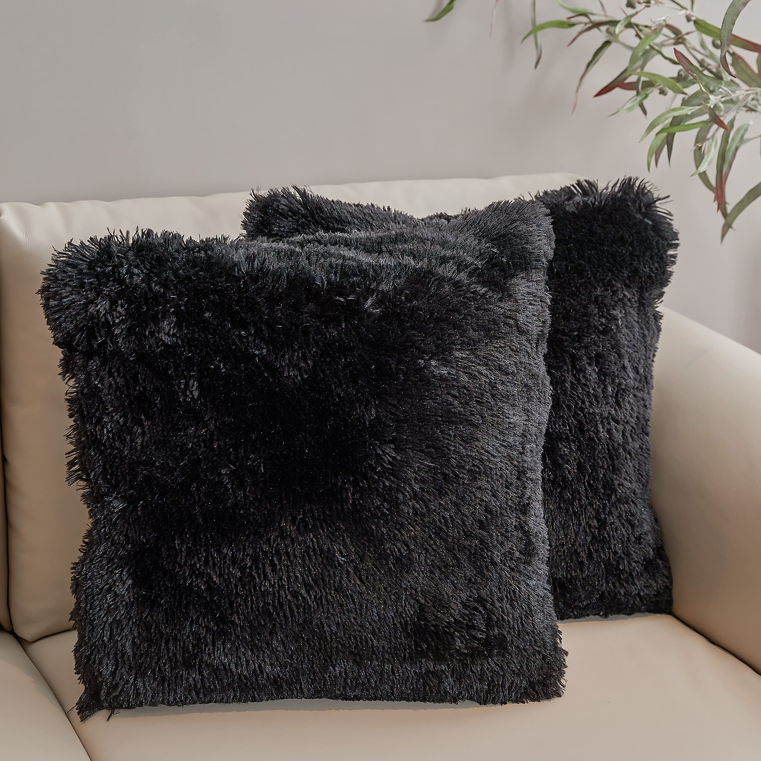Image of 2c shag pillow black