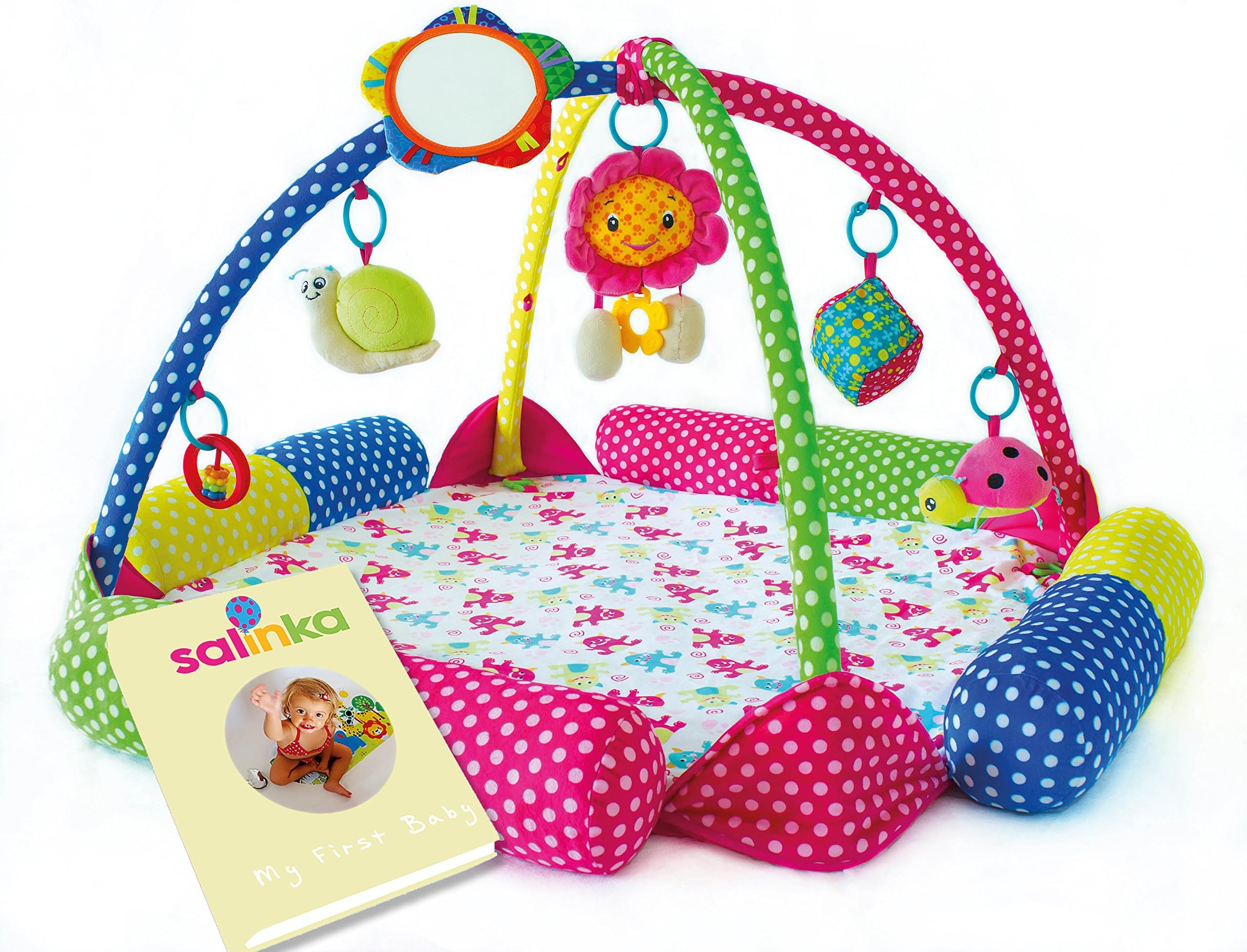 Salinka Baby Activity Play Gym - Superior Quality Crawling Baby Play mat for Toddlers - Tested to European Standards EN71 and EN62 115 - phatalates and Lead Free - Ebook as a Gift