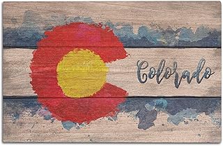Colorado State Flag, Watercolor, Rustic Birch Wood Wall Sign (12x18 Rustic Home Decor, Ready to Hang Art)